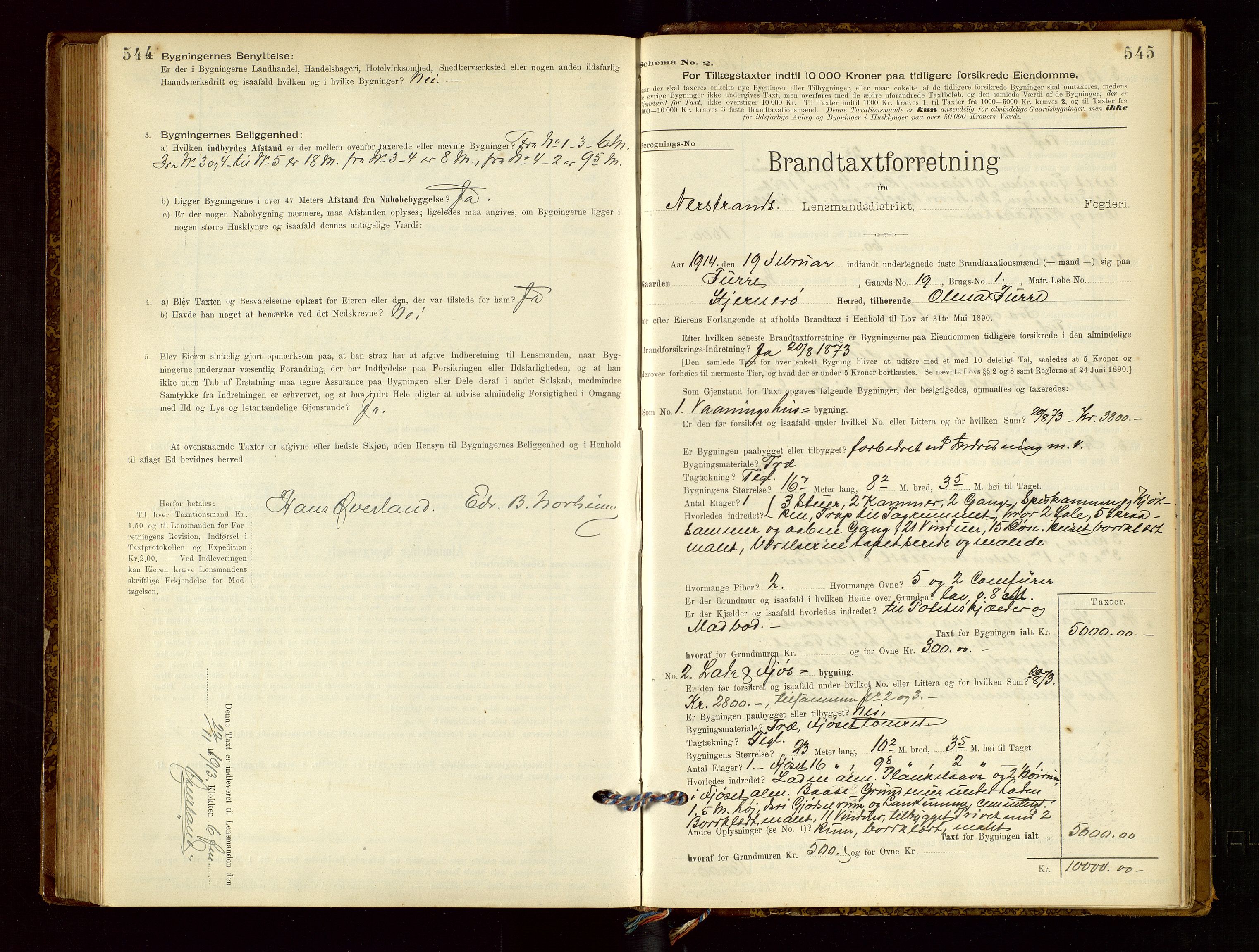 Nedstrand lensmannskontor, AV/SAST-A-100236/Gob/L0001: "Brandtaxationsprotokol for Nerstrand Lensmandsdistrikt Ryfylke fogderi", 1895-1915, p. 544-545