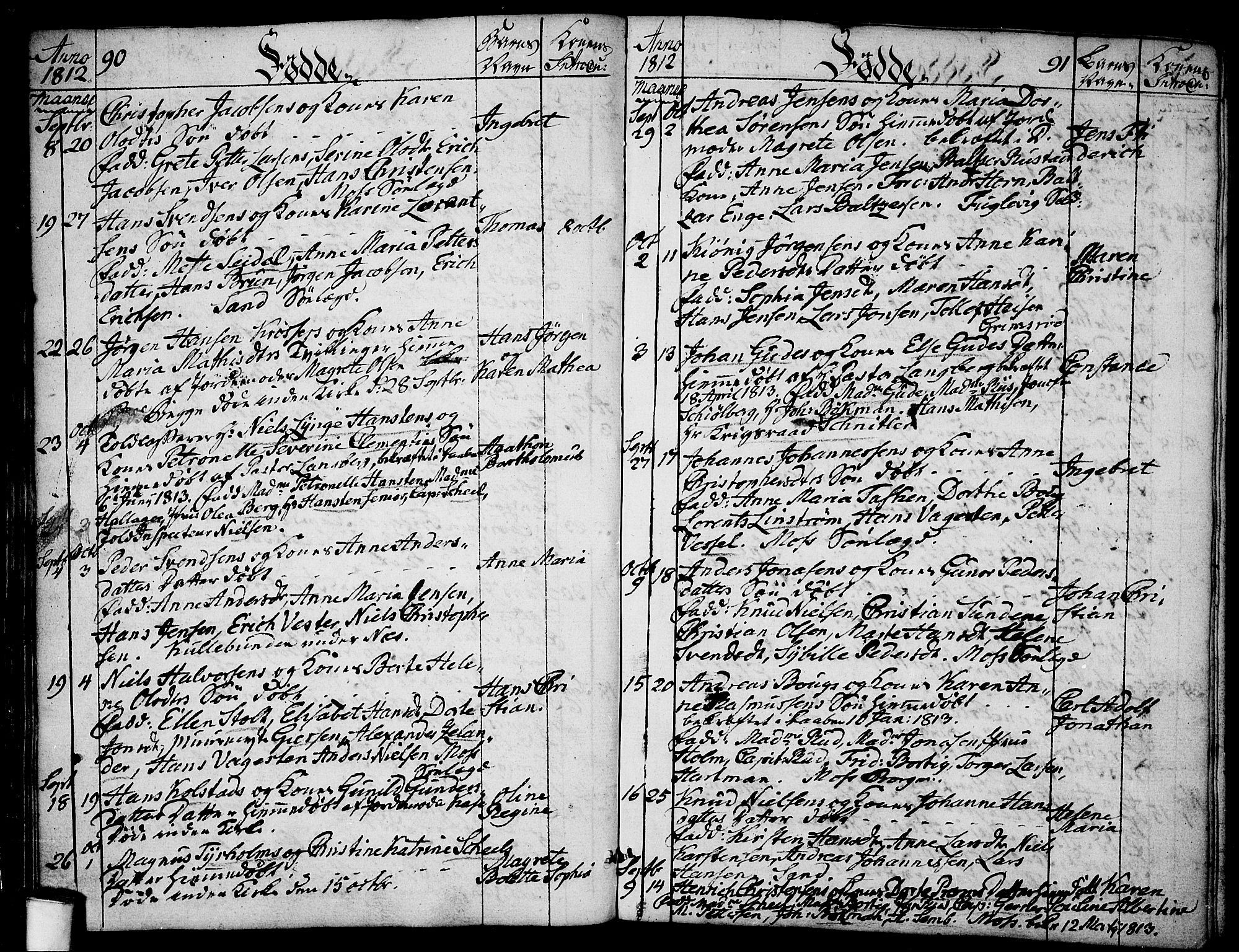 Moss prestekontor Kirkebøker, SAO/A-2003/F/Fa/L0003: Parish register (official) no. I 3, 1779-1814, p. 90-91