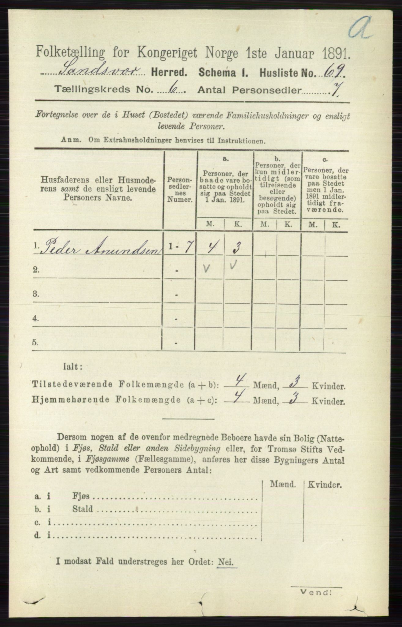 RA, 1891 census for 0629 Sandsvær, 1891, p. 3372