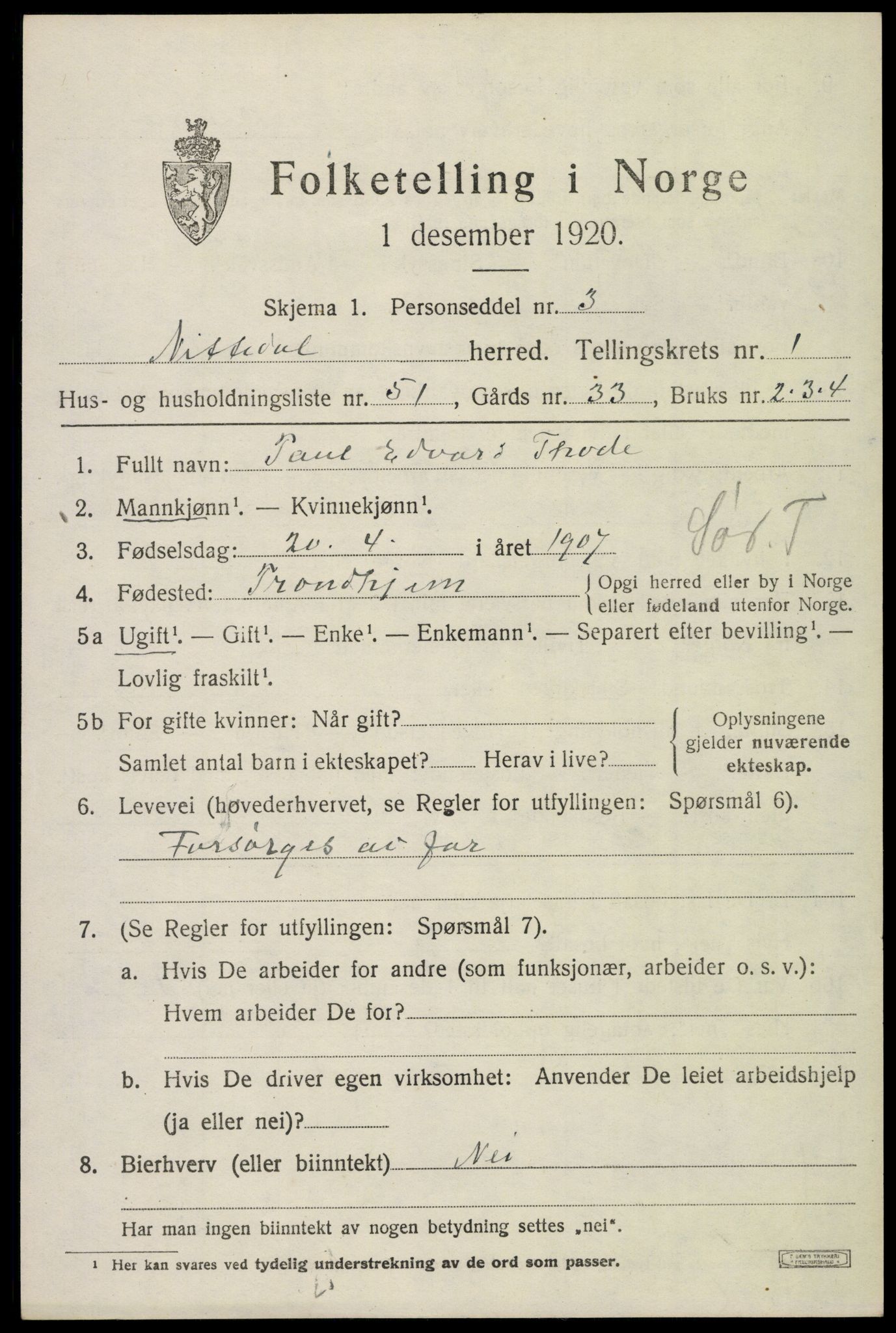 SAO, 1920 census for Nittedal, 1920, p. 1802