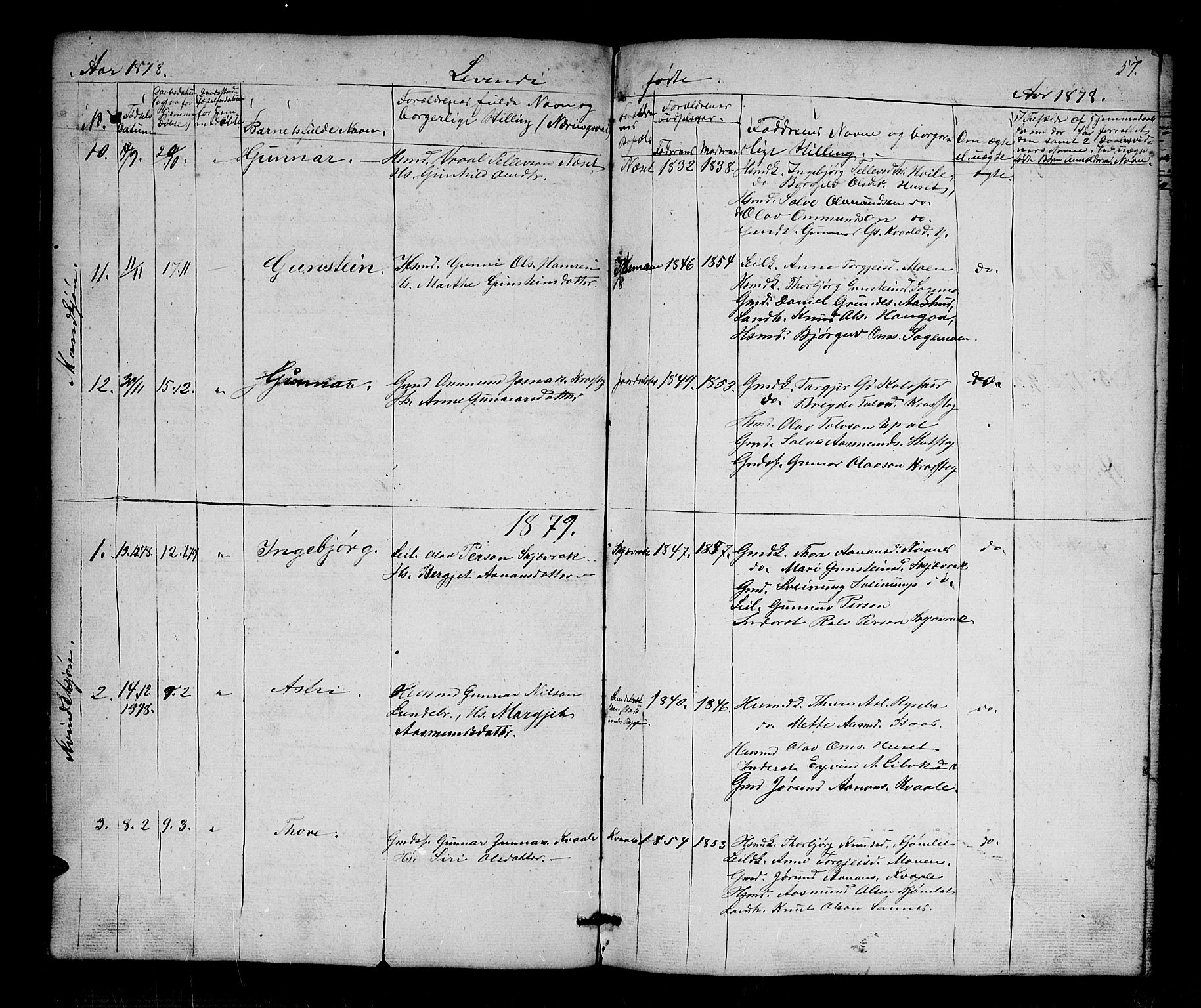 Bygland sokneprestkontor, AV/SAK-1111-0006/F/Fb/Fbb/L0002: Parish register (copy) no. B 2, 1848-1886, p. 57