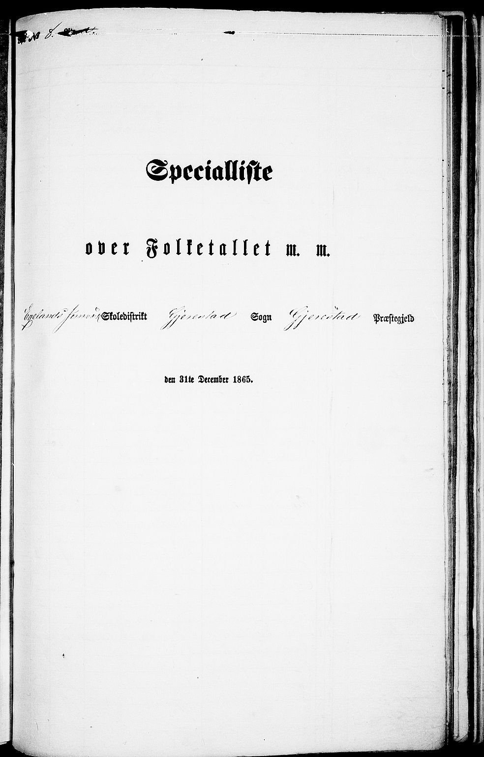 RA, 1865 census for Gjerstad, 1865, p. 121