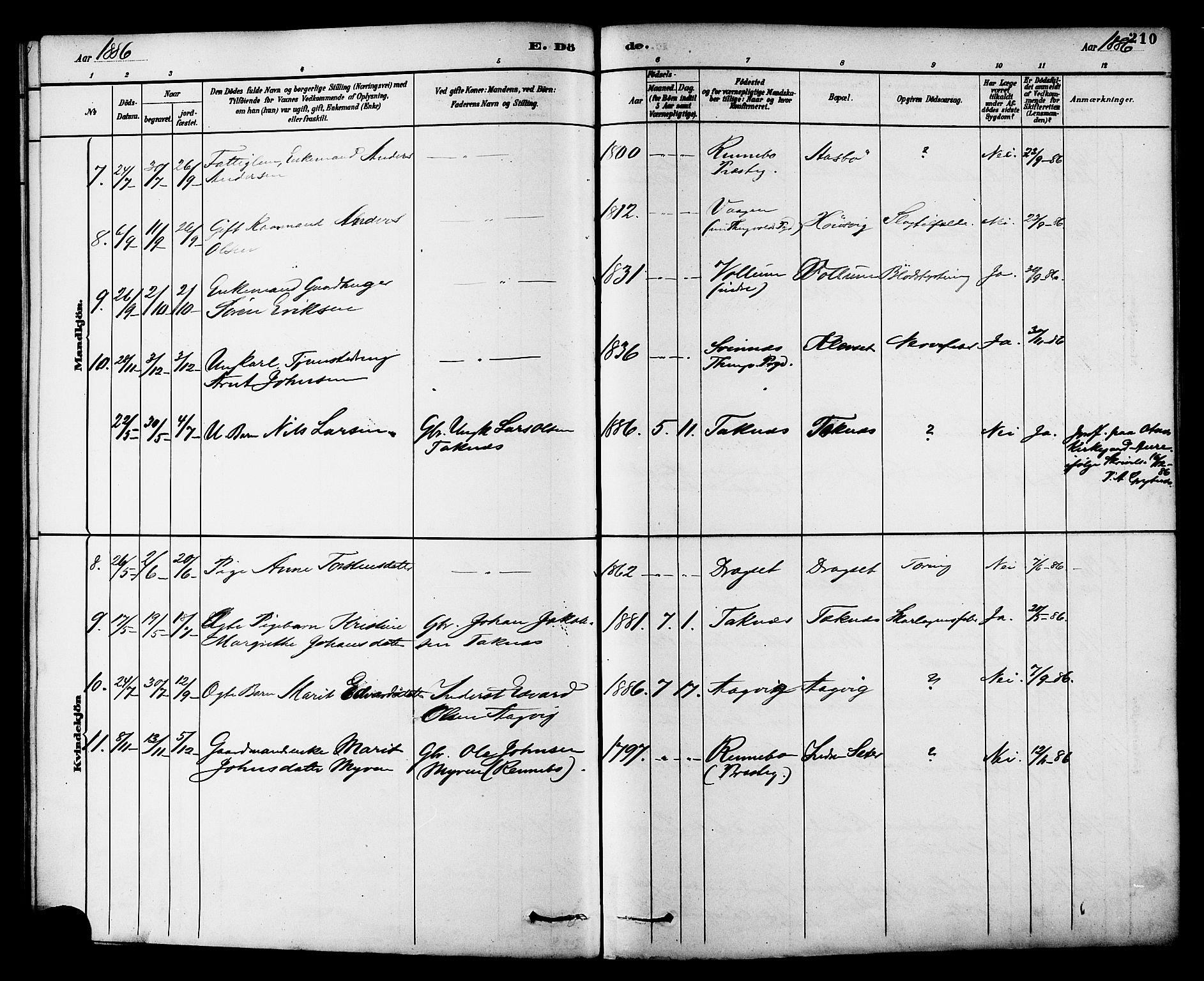 Ministerialprotokoller, klokkerbøker og fødselsregistre - Møre og Romsdal, AV/SAT-A-1454/576/L0885: Parish register (official) no. 576A03, 1880-1898, p. 210