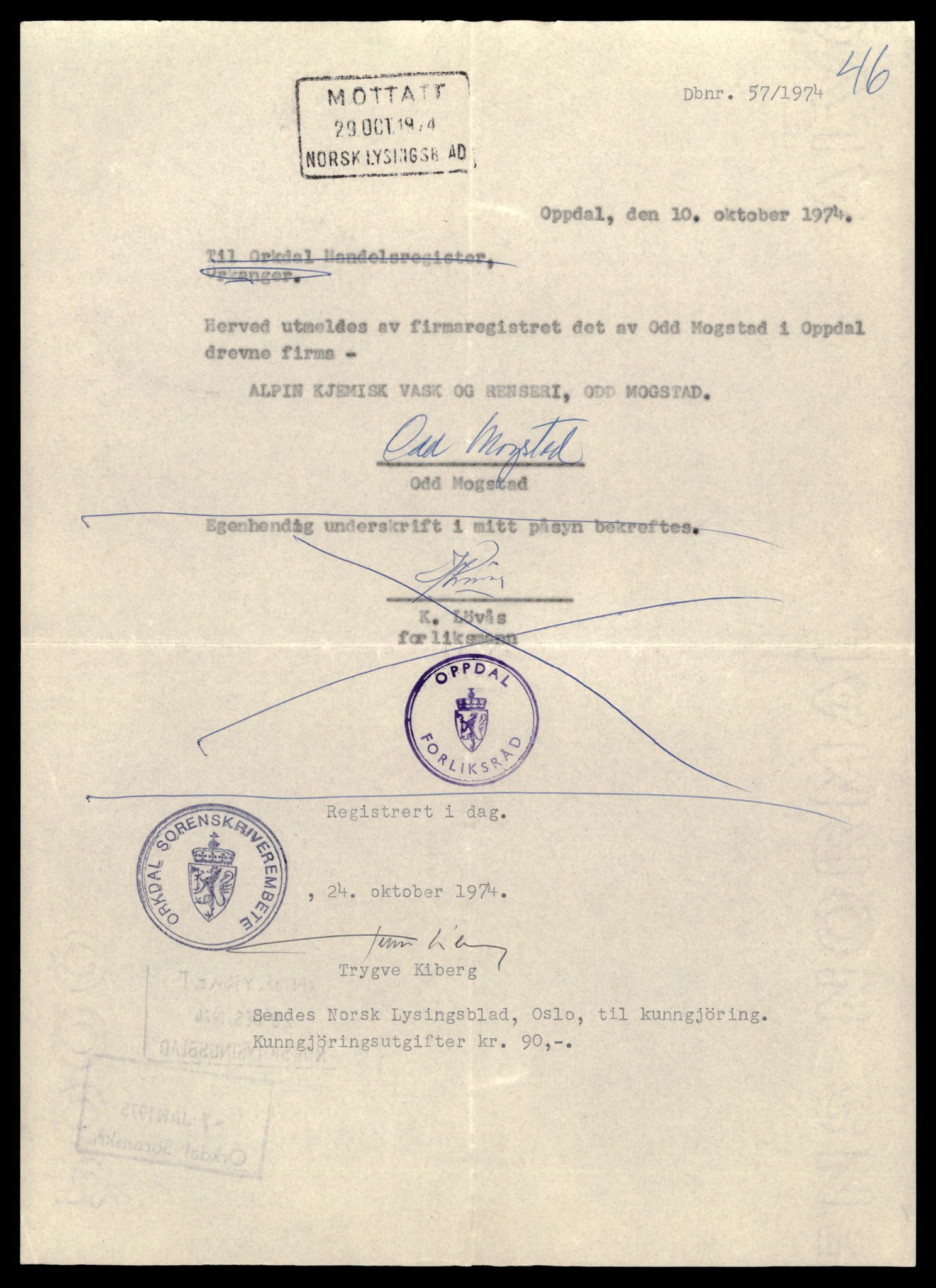 Orkdal sorenskriveri, AV/SAT-A-4169/2/J/Jd/Jdb/L0001: Enkeltmannsforetak, A - N, 1965-1989, p. 5