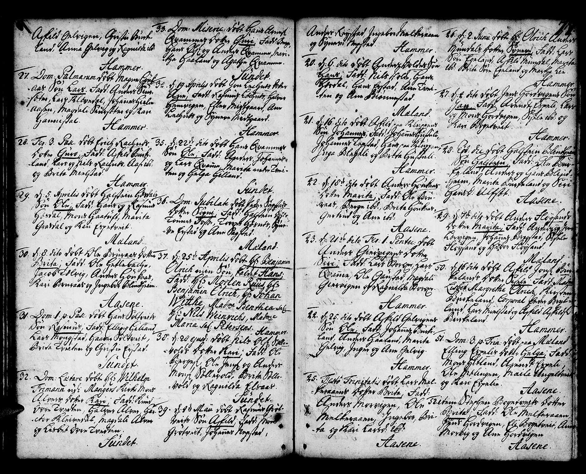 Hamre sokneprestembete, AV/SAB-A-75501/H/Ha/Haa/Haaa/L0006: Parish register (official) no. A 6, 1750-1761, p. 77