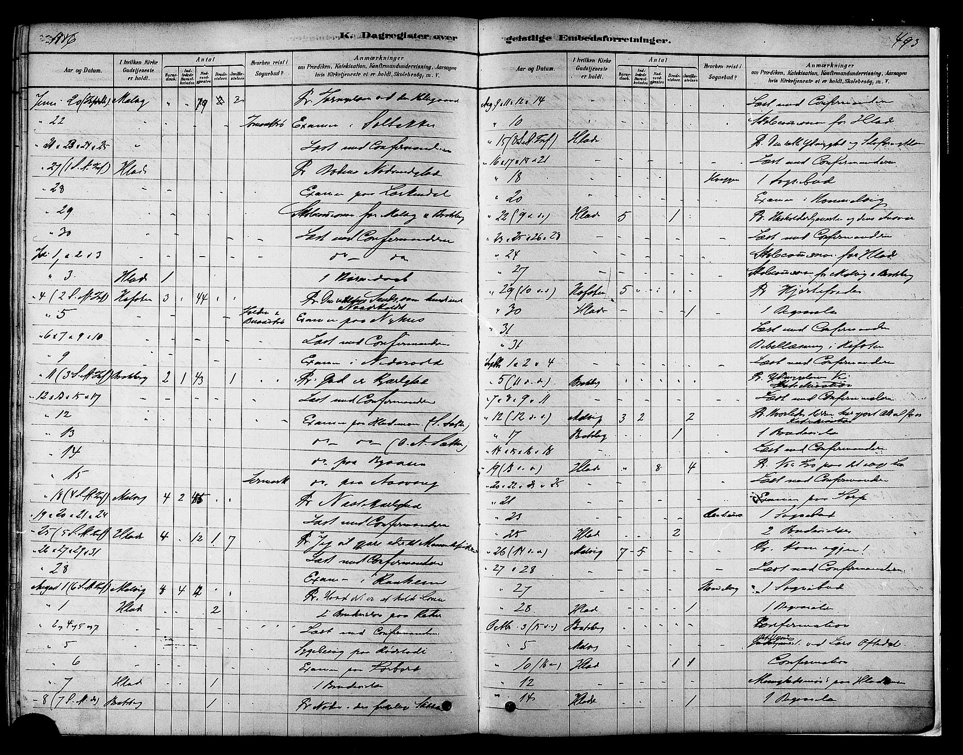 Ministerialprotokoller, klokkerbøker og fødselsregistre - Sør-Trøndelag, AV/SAT-A-1456/606/L0294: Parish register (official) no. 606A09, 1878-1886, p. 493