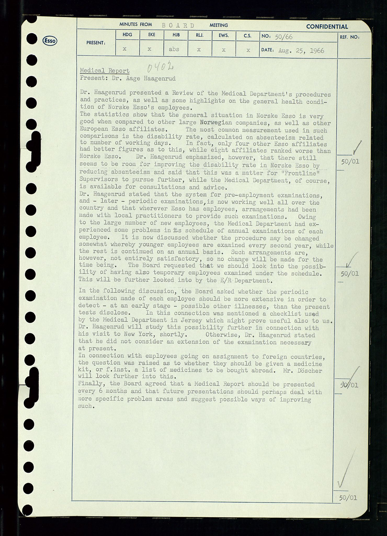 Pa 0982 - Esso Norge A/S, AV/SAST-A-100448/A/Aa/L0002/0002: Den administrerende direksjon Board minutes (styrereferater) / Den administrerende direksjon Board minutes (styrereferater), 1966, p. 105