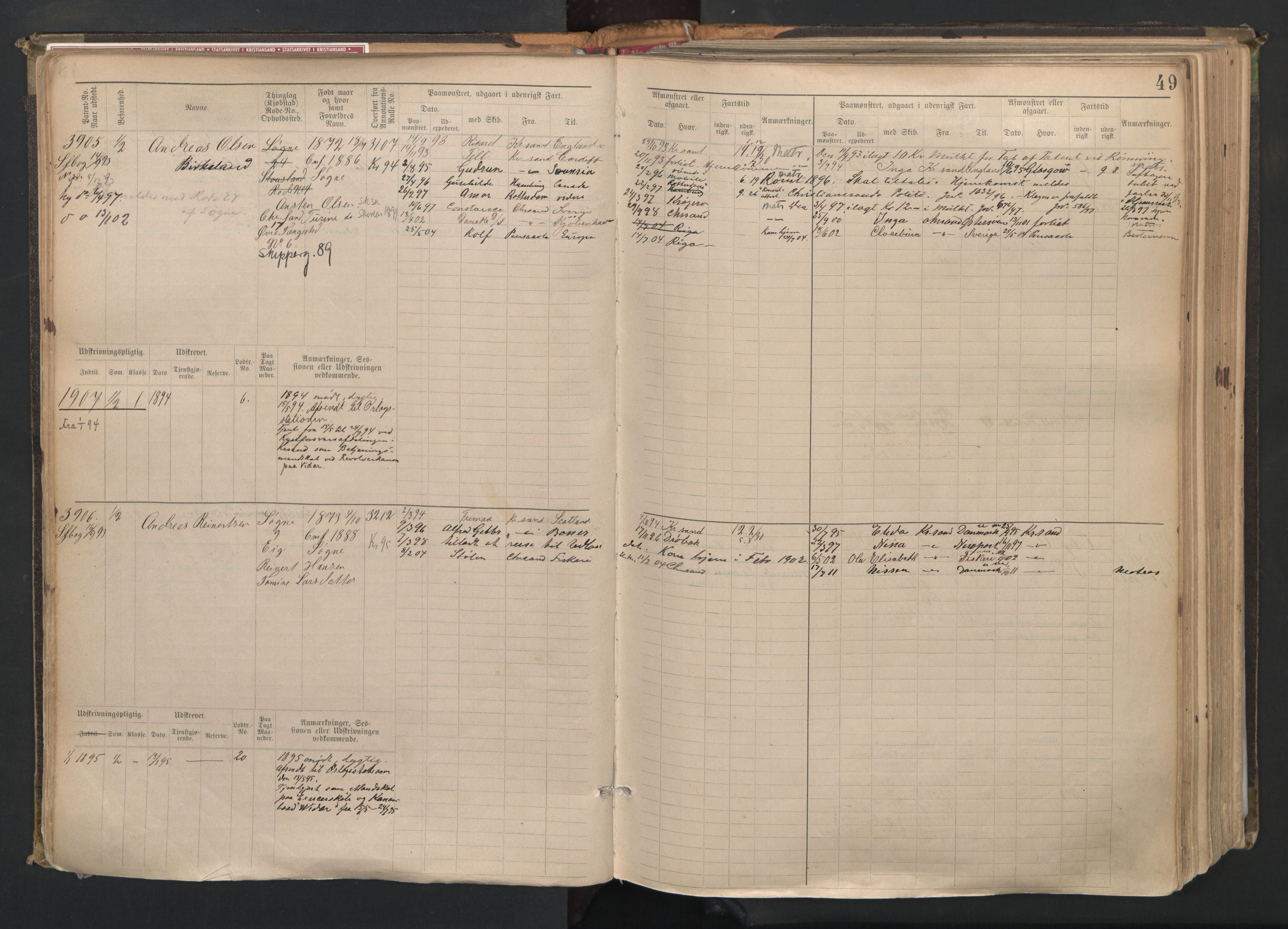 Kristiansand mønstringskrets, AV/SAK-2031-0015/F/Fb/L0008: Hovedrulle nr 3811-4580, I-15, 1893-1940, p. 50