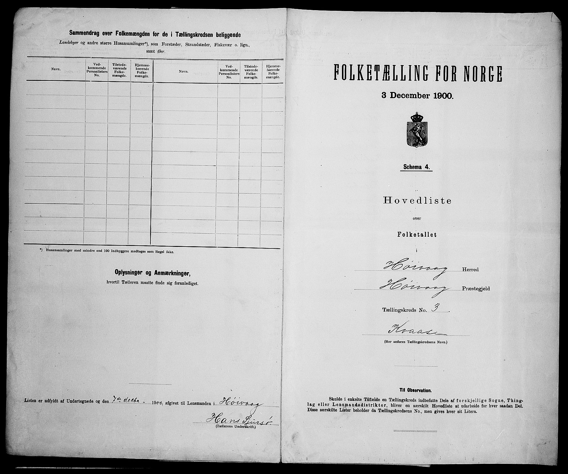 SAK, 1900 census for Høvåg, 1900, p. 17