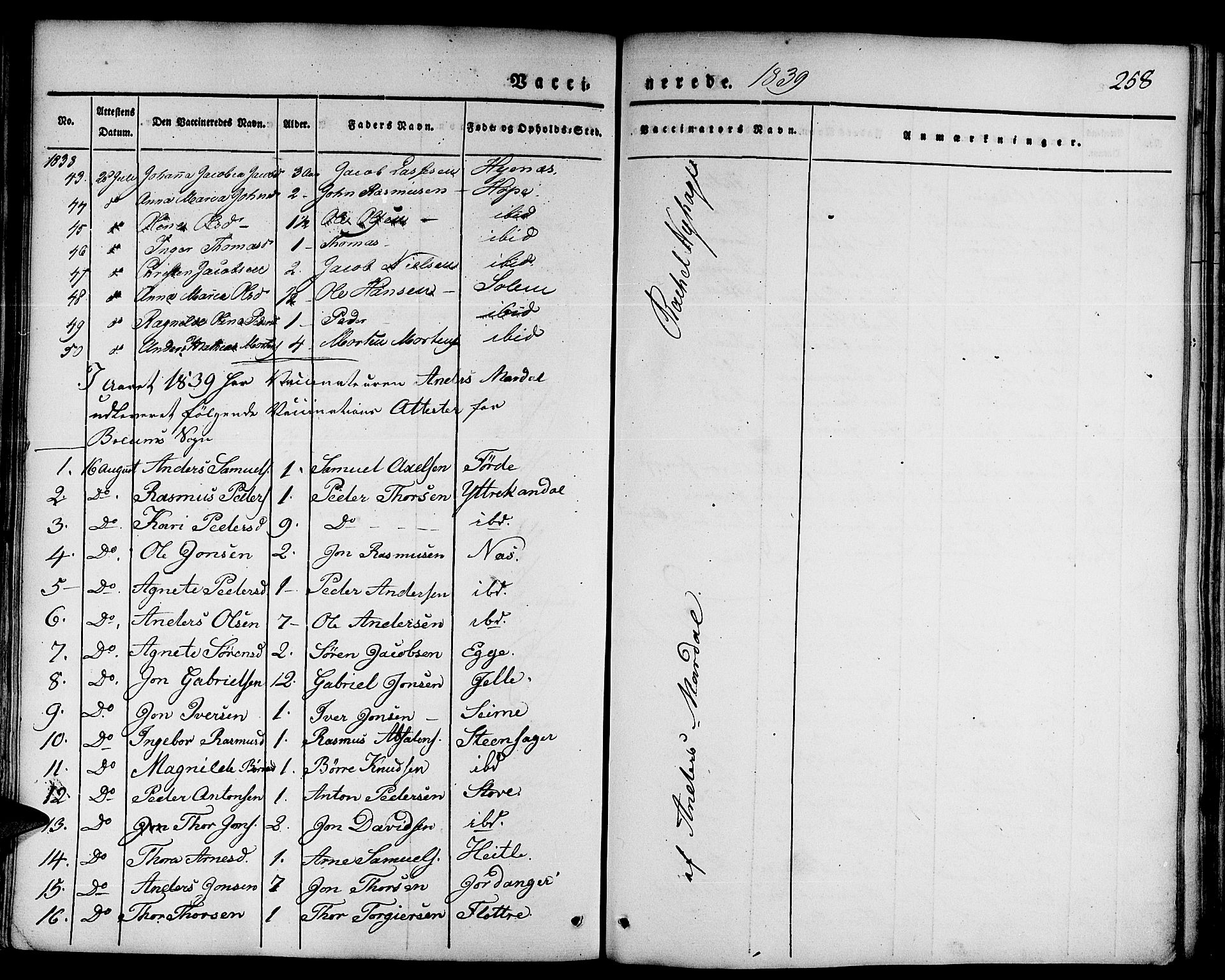 Gloppen sokneprestembete, SAB/A-80101/H/Haa/Haaa/L0007: Parish register (official) no. A 7, 1827-1837, p. 258