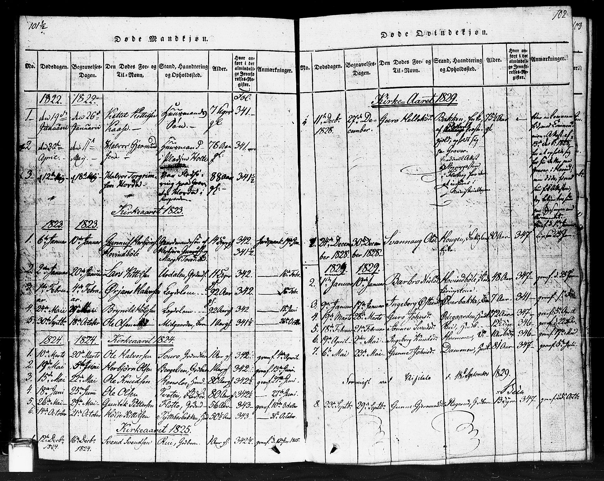 Gransherad kirkebøker, SAKO/A-267/F/Fb/L0002: Parish register (official) no. II 2, 1815-1843, p. 102