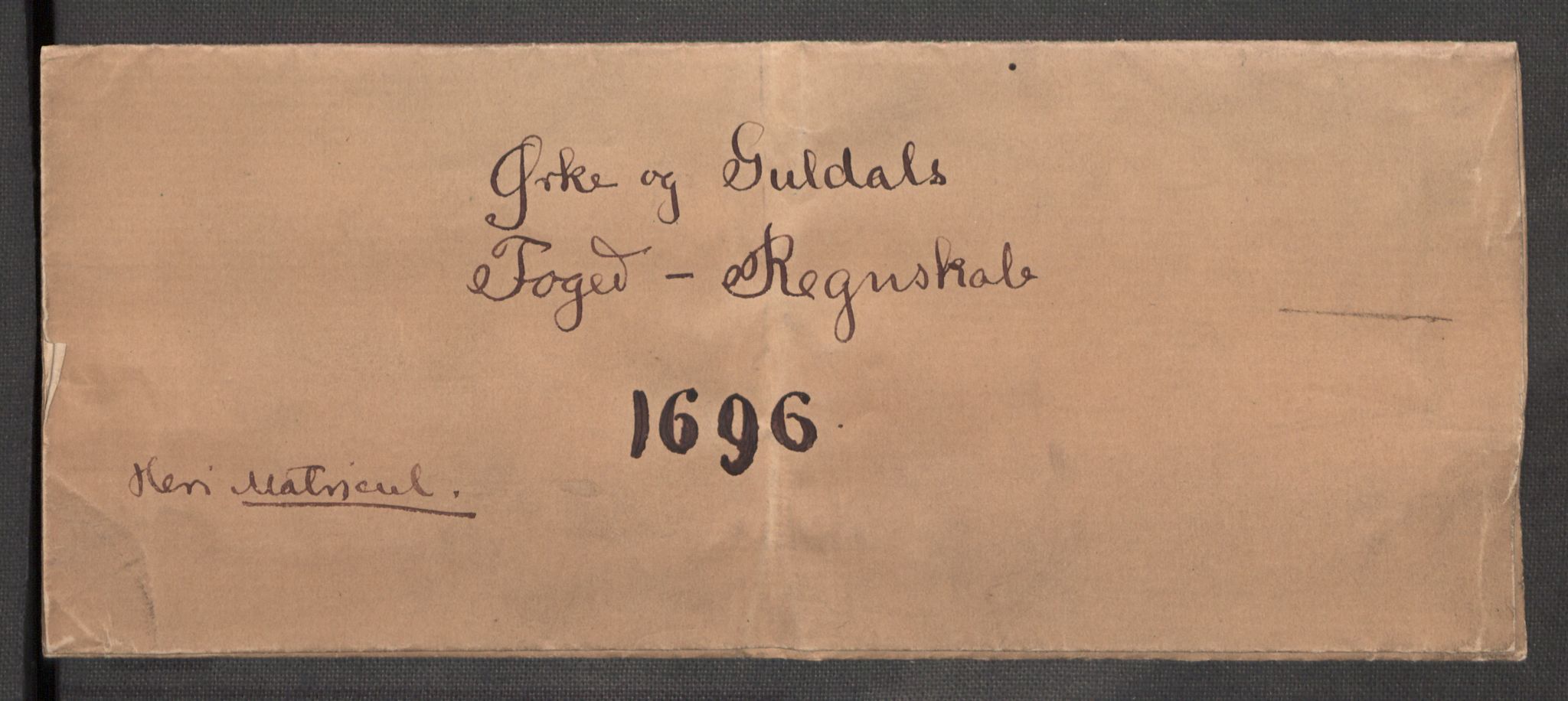 Rentekammeret inntil 1814, Reviderte regnskaper, Fogderegnskap, RA/EA-4092/R60/L3946: Fogderegnskap Orkdal og Gauldal, 1696, p. 3