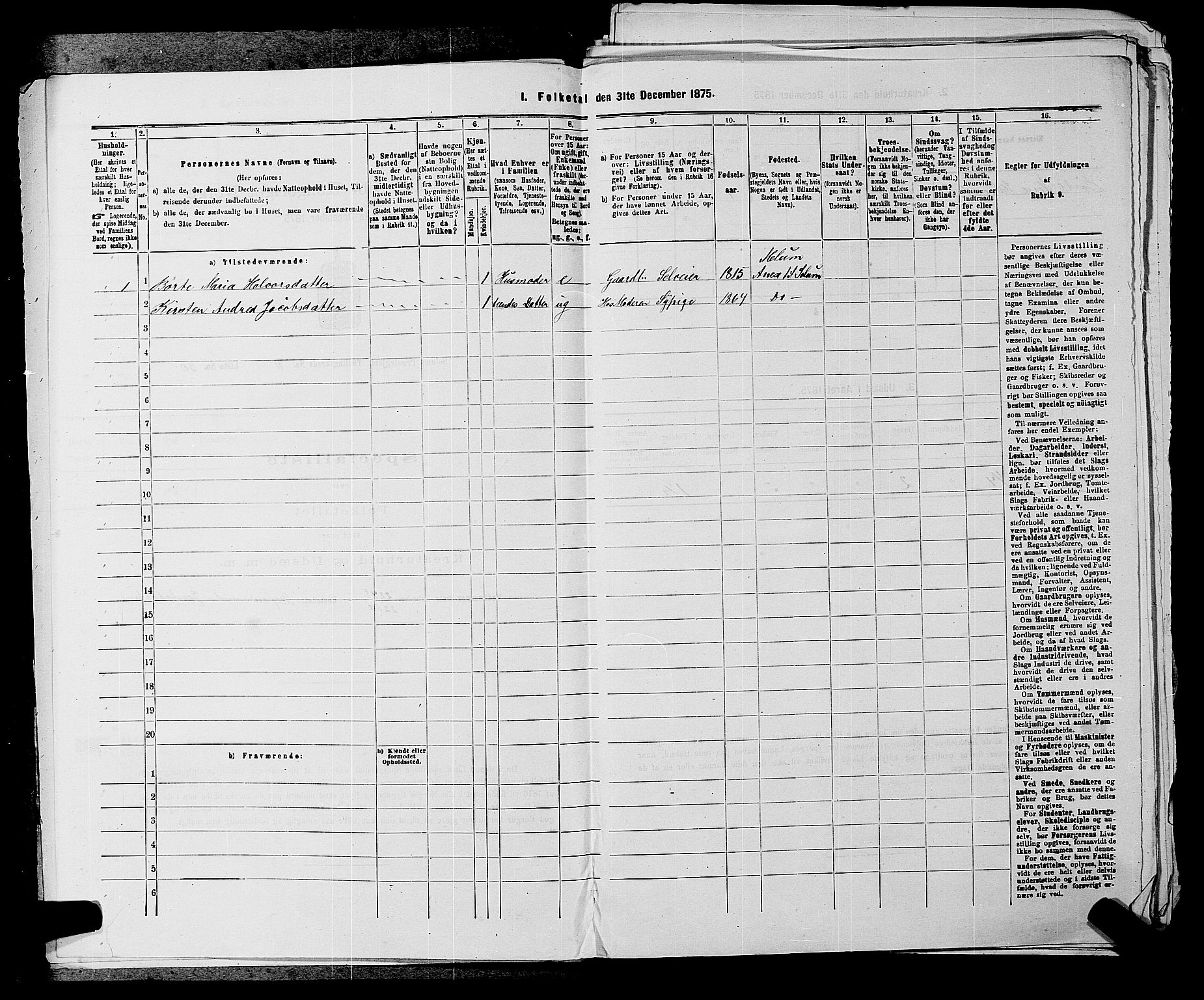 SAKO, 1875 census for 0818P Solum, 1875, p. 1527