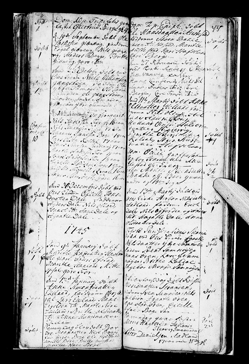 Os sokneprestembete, AV/SAB-A-99929: Parish register (official) no. A 7, 1723-1760, p. 45