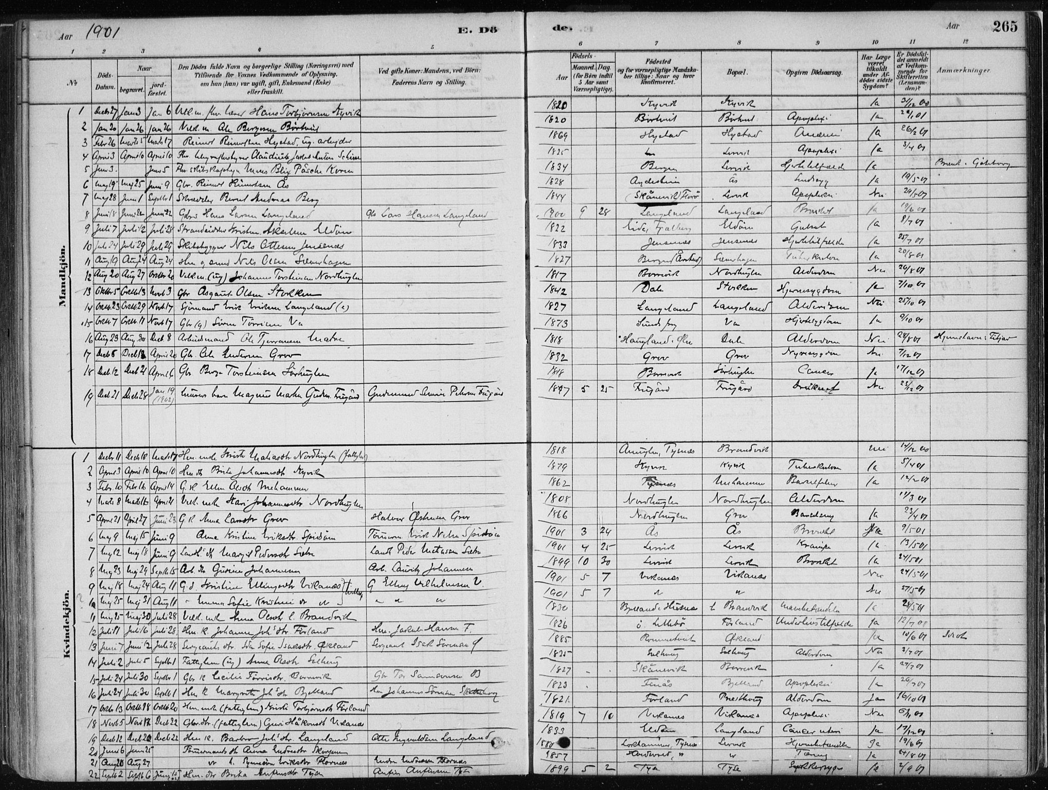Stord sokneprestembete, SAB/A-78201/H/Haa: Parish register (official) no. B 2, 1878-1913, p. 265