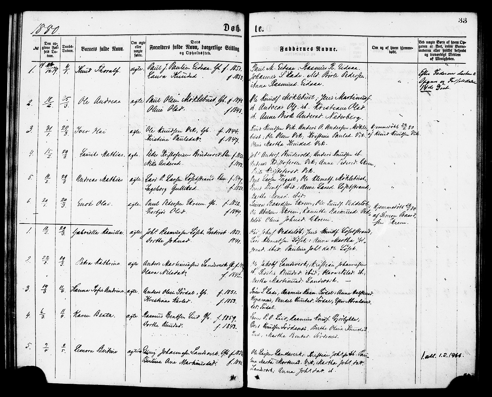 Ministerialprotokoller, klokkerbøker og fødselsregistre - Møre og Romsdal, AV/SAT-A-1454/502/L0024: Parish register (official) no. 502A02, 1873-1884, p. 33