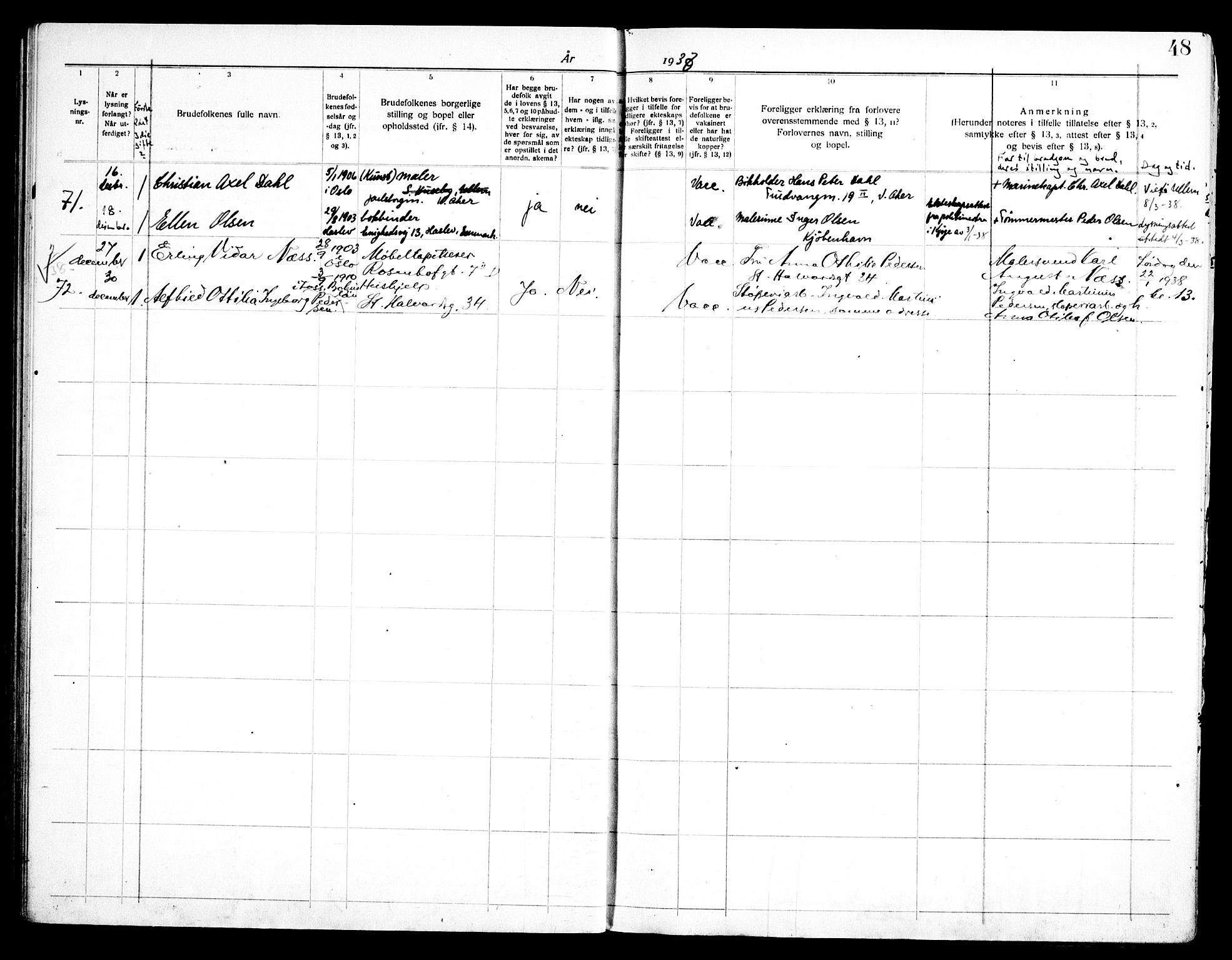 Vålerengen prestekontor Kirkebøker, SAO/A-10878/H/Ha/L0004: Banns register no. 4, 1932-1947, p. 48