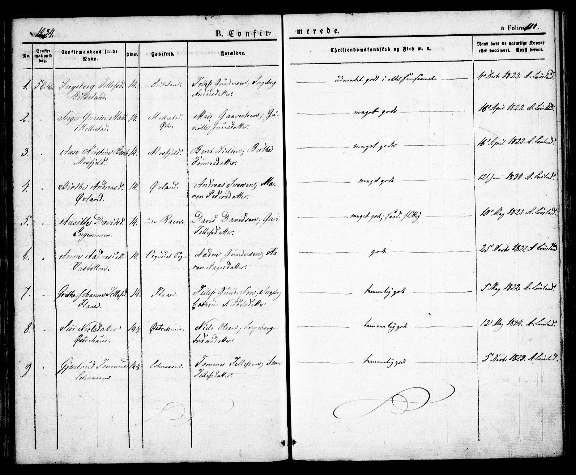 Birkenes sokneprestkontor, AV/SAK-1111-0004/F/Fa/L0001: Parish register (official) no. A 1, 1829-1849, p. 111