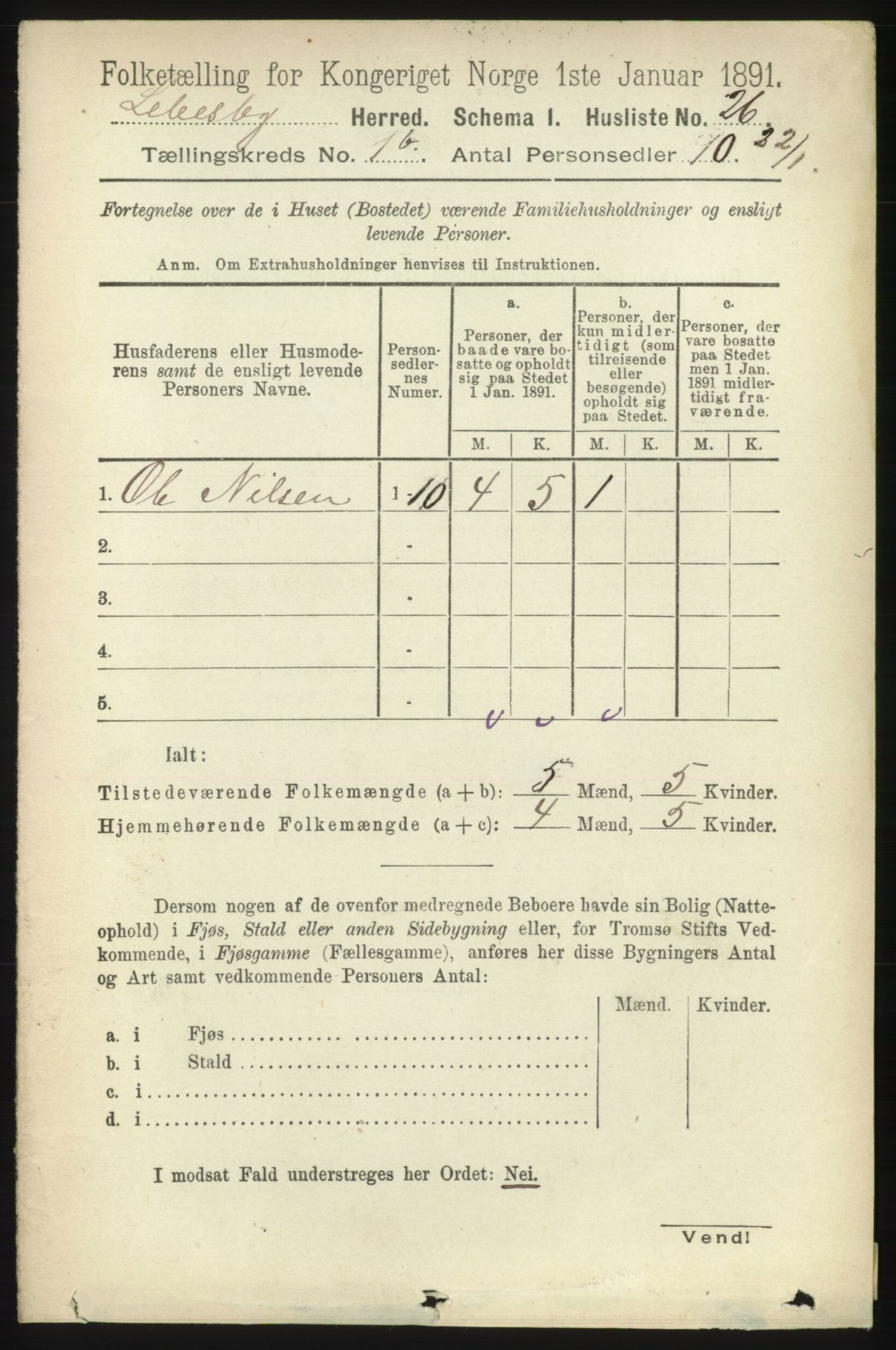 RA, 1891 census for 2022 Lebesby, 1891, p. 104