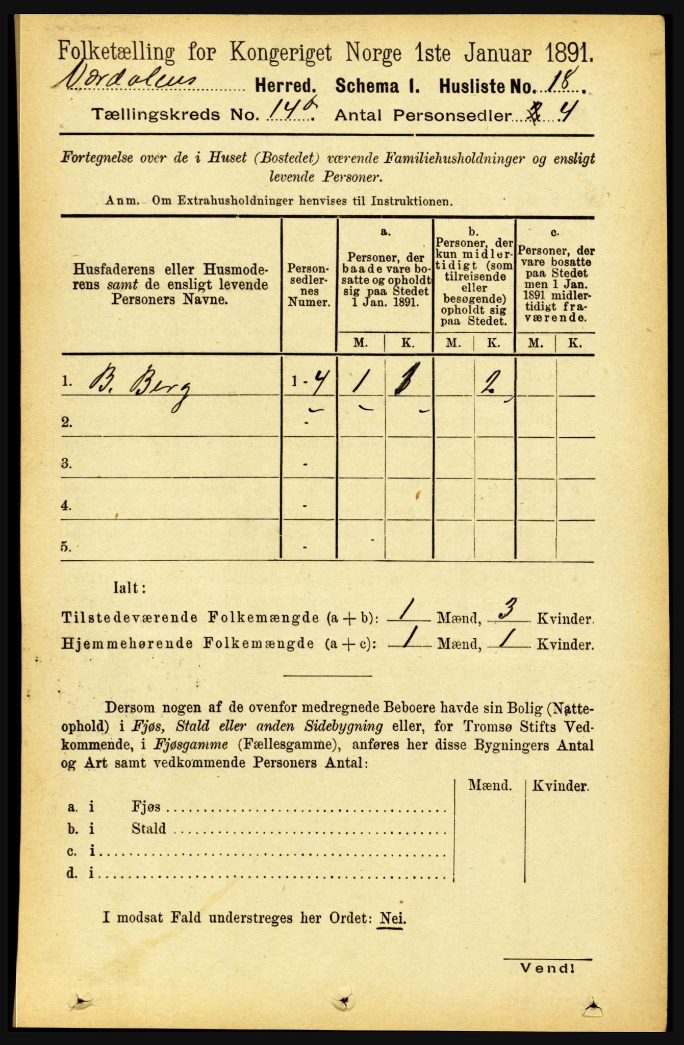 RA, 1891 census for 1721 Verdal, 1891, p. 7341