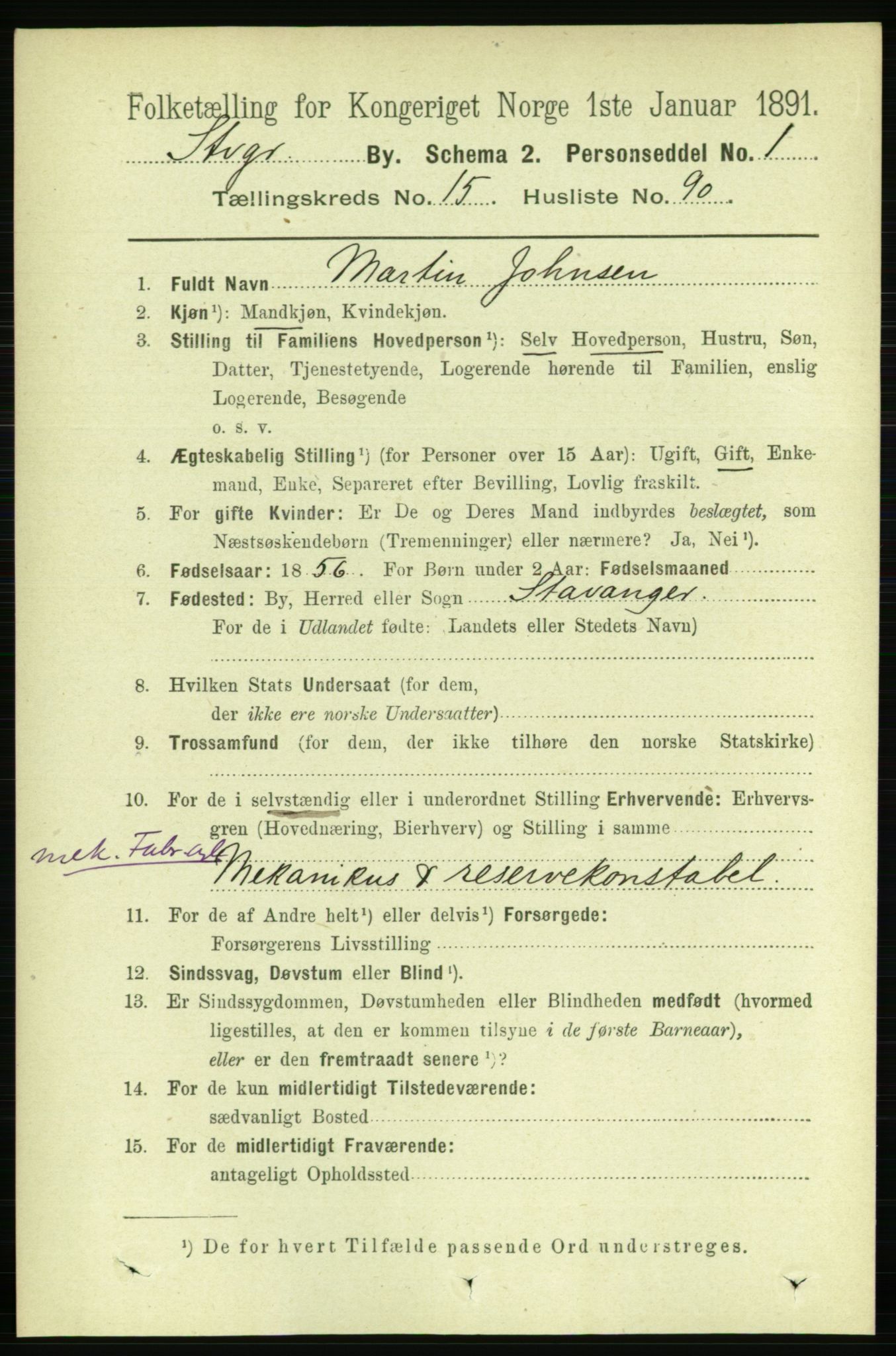 RA, 1891 census for 1103 Stavanger, 1891, p. 18728