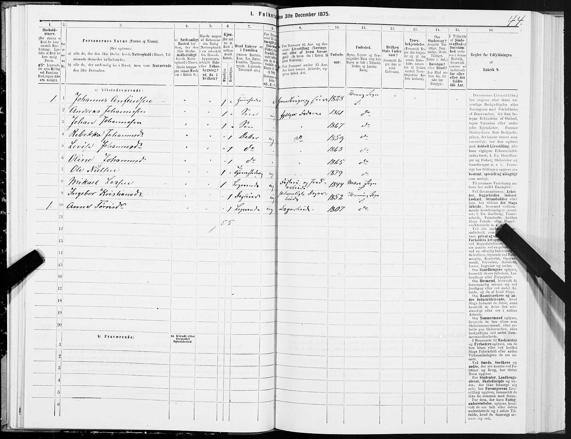 SAT, 1875 census for 1731P Sparbu, 1875, p. 4044