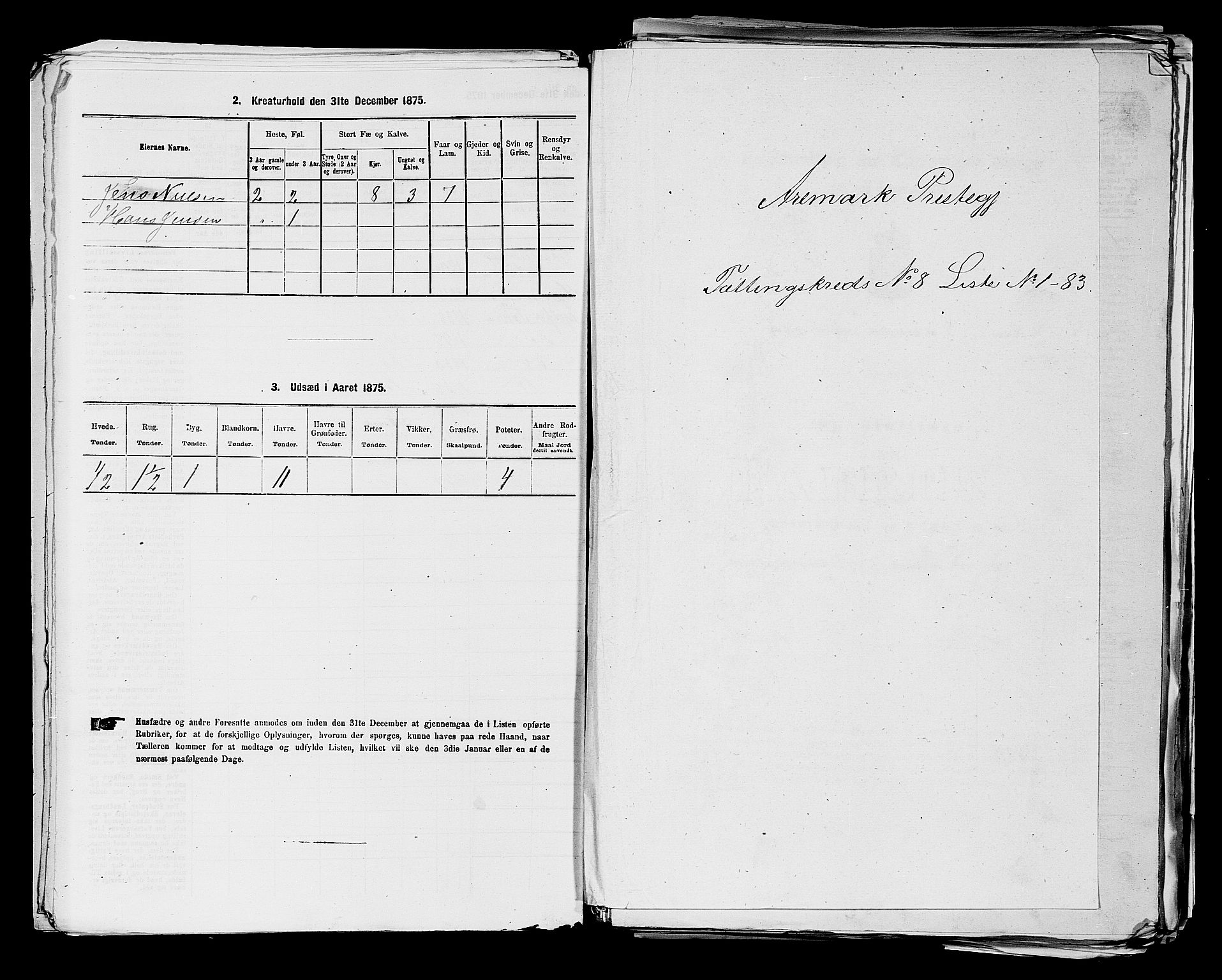 RA, 1875 census for 0118P Aremark, 1875, p. 1159