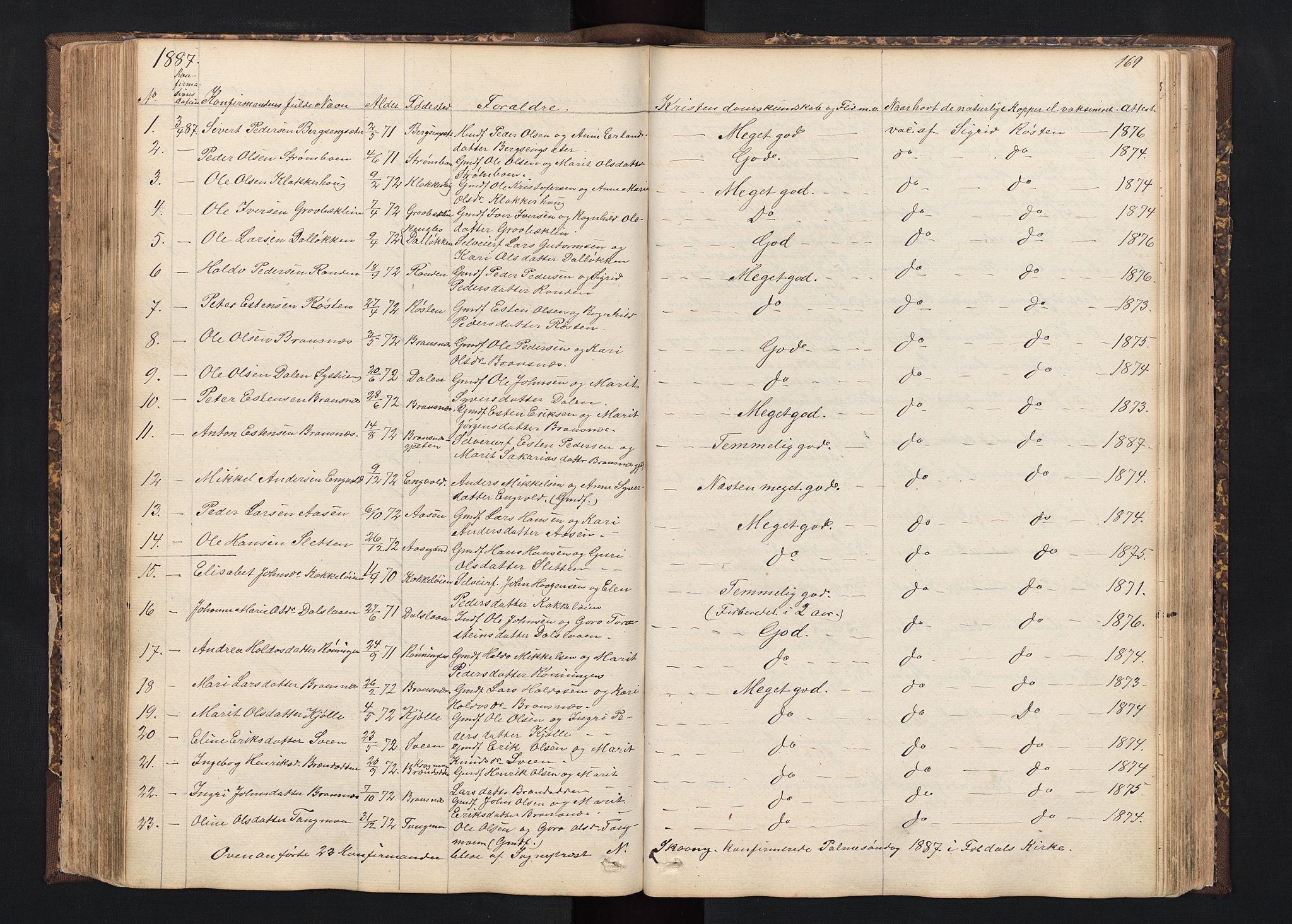 Alvdal prestekontor, SAH/PREST-060/H/Ha/Hab/L0001: Parish register (copy) no. 1, 1857-1893, p. 169