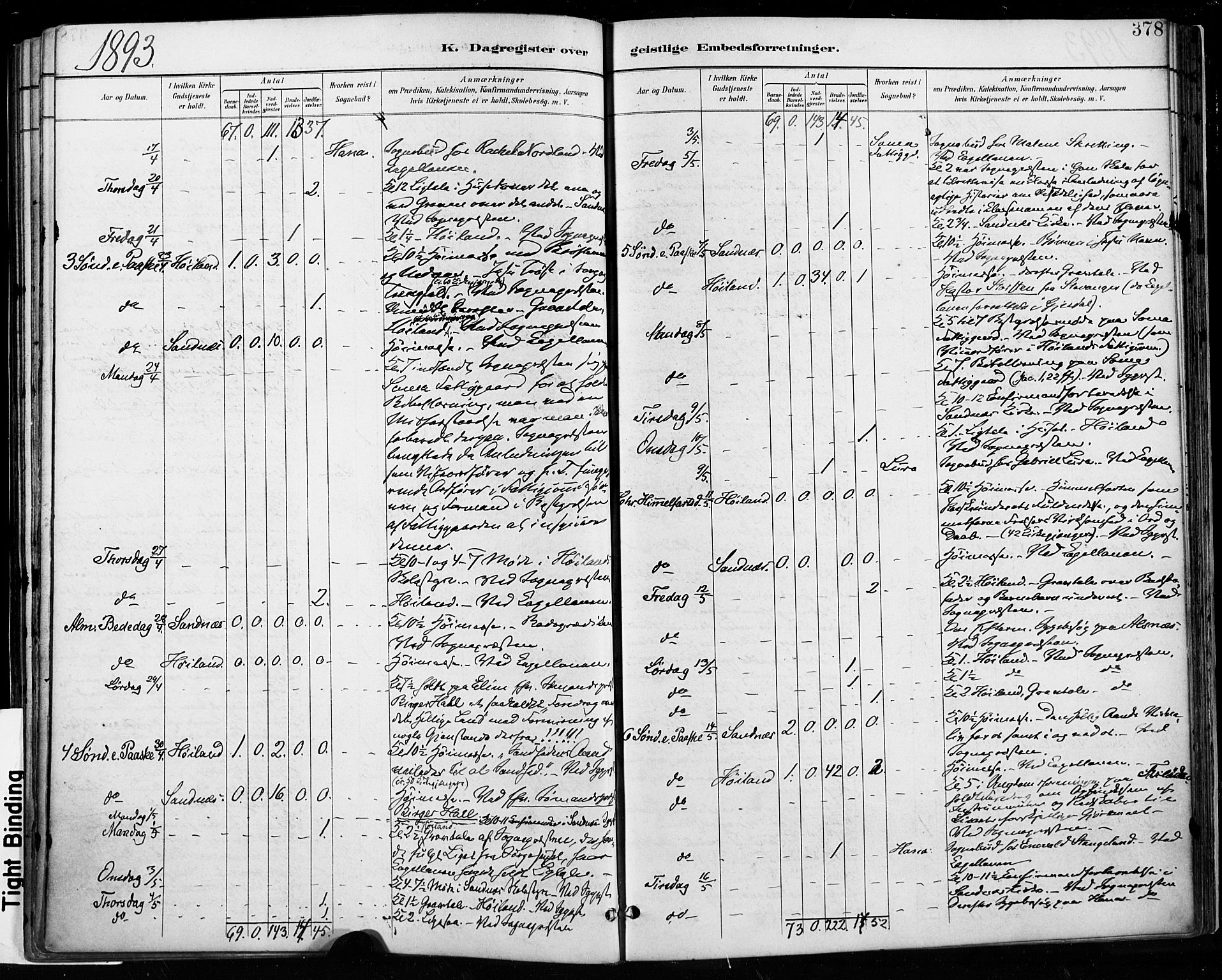 Høyland sokneprestkontor, AV/SAST-A-101799/001/30BA/L0013: Parish register (official) no. A 13.2, 1889-1898, p. 378