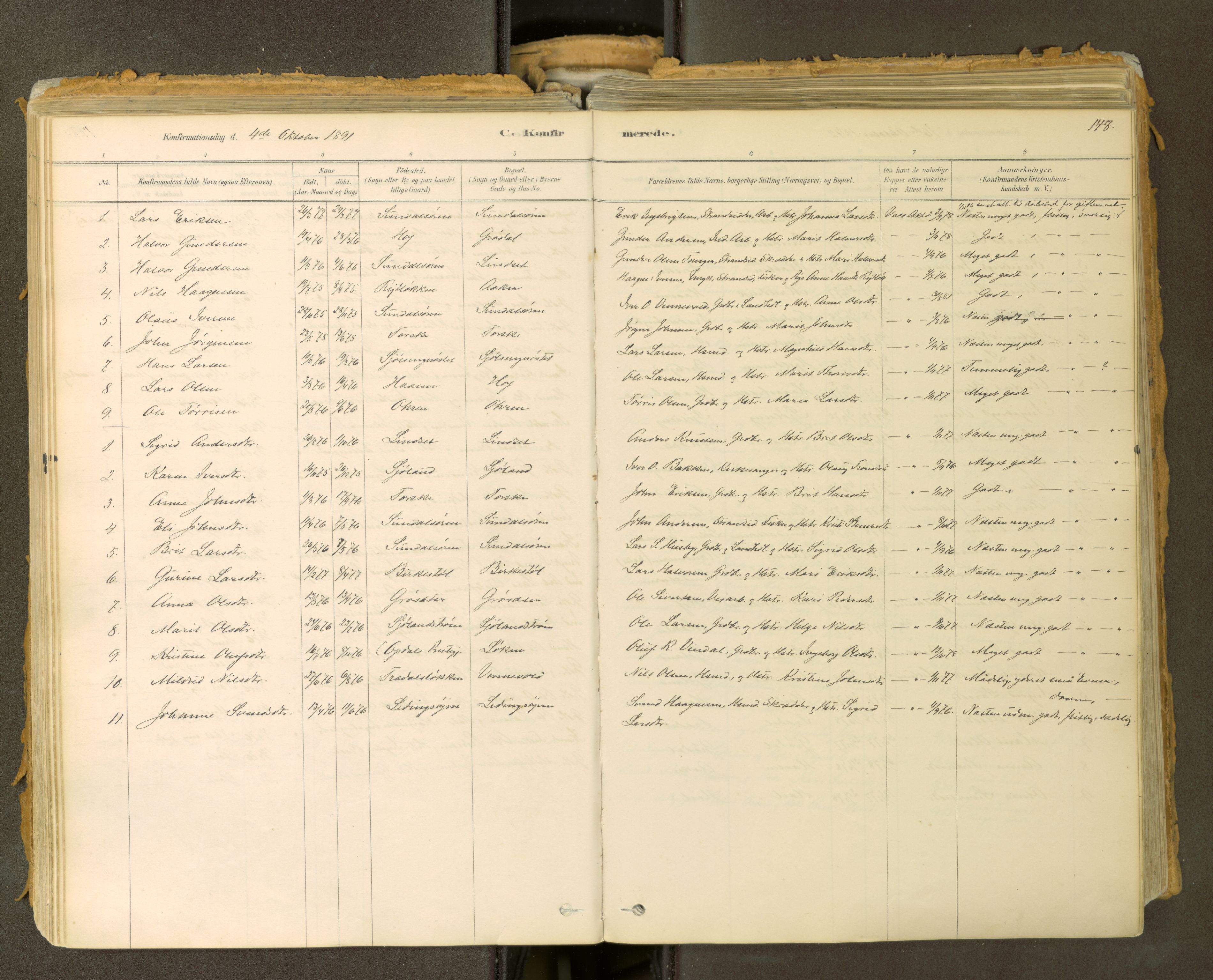 Sunndal sokneprestkontor, SAT/A-1085/1/I/I1/I1a: Parish register (official) no. 2, 1877-1914, p. 148