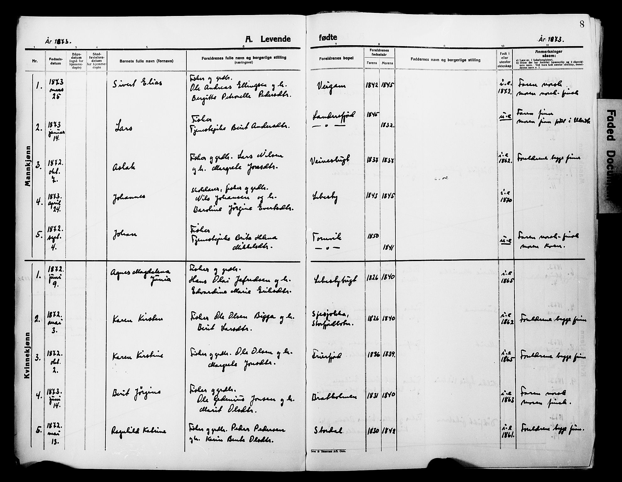 Lebesby sokneprestkontor, AV/SATØ-S-1353/H/Ha/L0004kirke: Parish register (official) no. 4, 1870-1902, p. 8