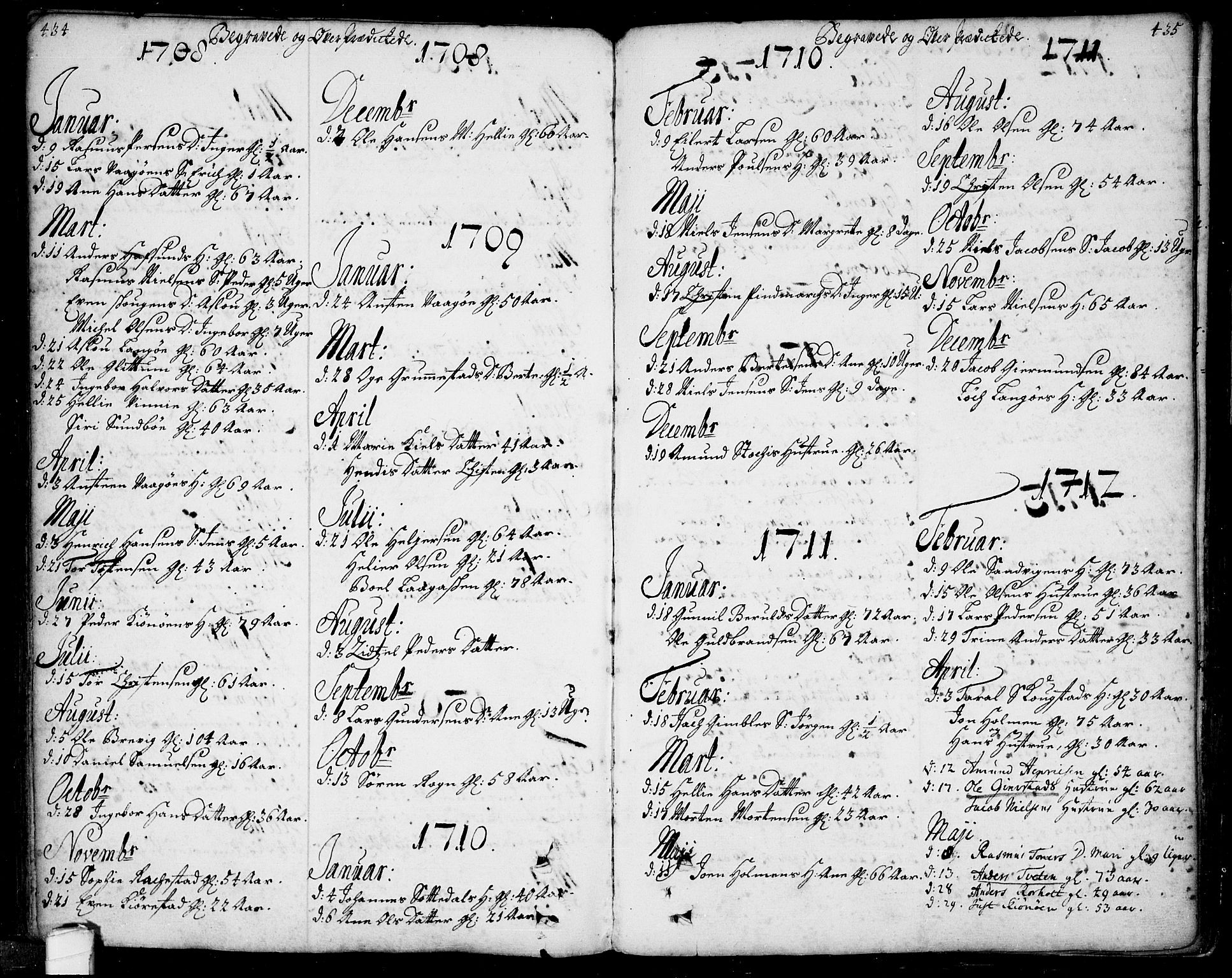 Bamble kirkebøker, SAKO/A-253/F/Fa/L0001: Parish register (official) no. I 1, 1702-1774, p. 434-435