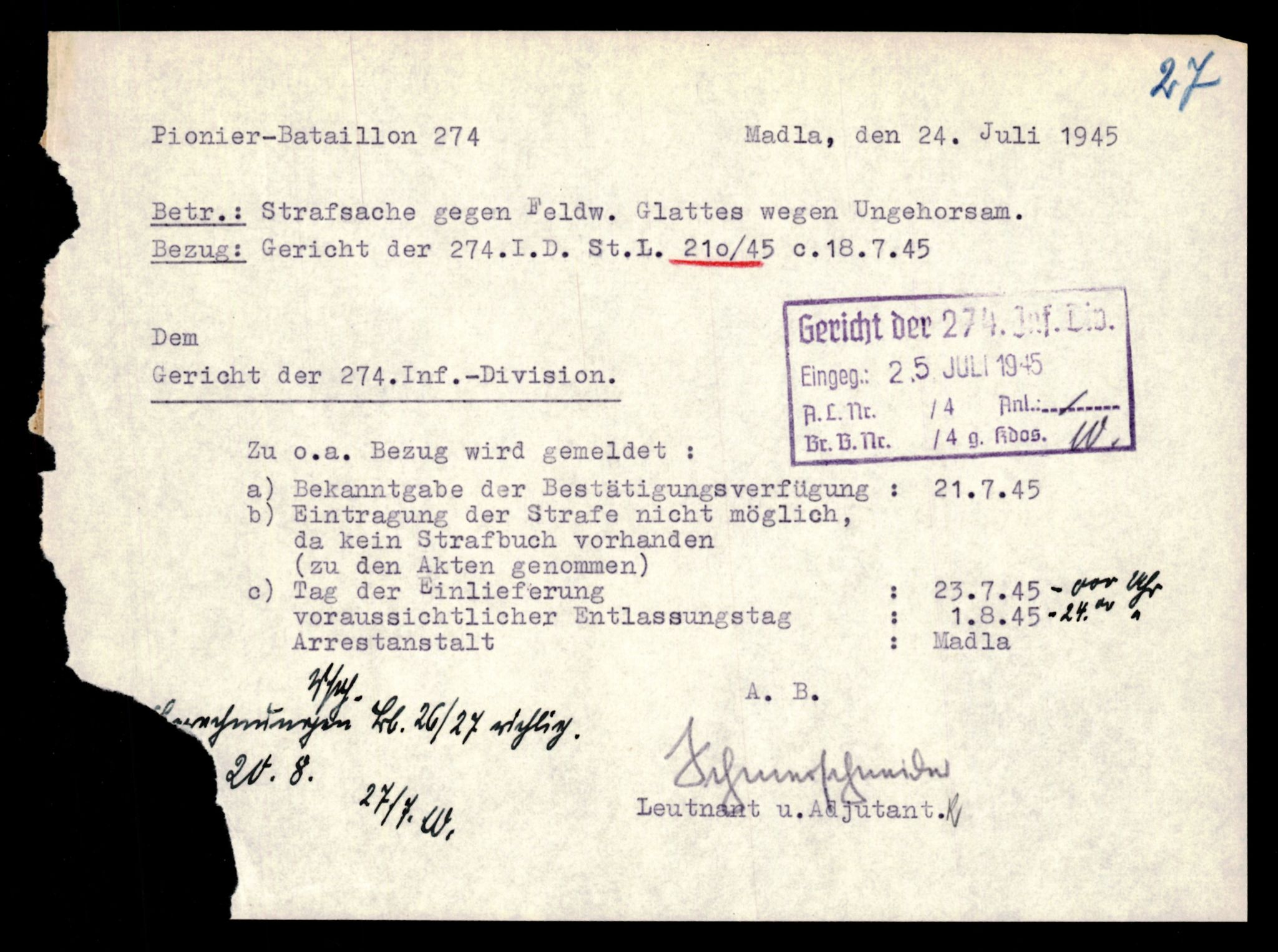 Forsvarets Overkommando. 2 kontor. Arkiv 11.4. Spredte tyske arkivsaker, AV/RA-RAFA-7031/D/Dar/Darc/L0019: FO.II, 1945, p. 1245