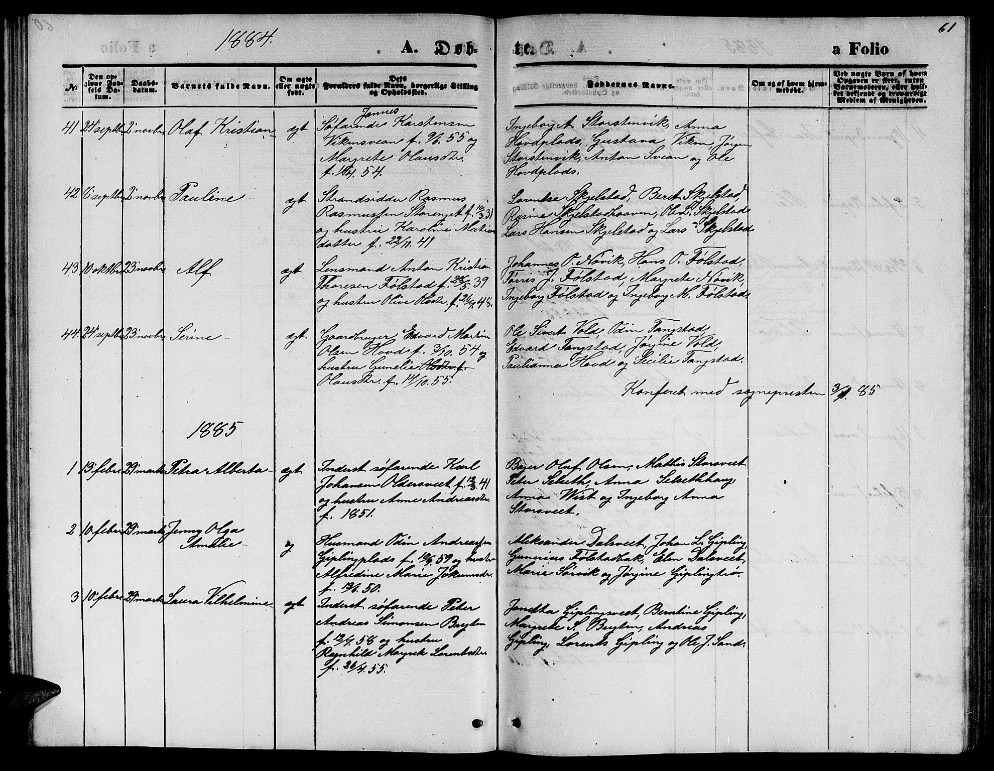 Ministerialprotokoller, klokkerbøker og fødselsregistre - Nord-Trøndelag, AV/SAT-A-1458/744/L0422: Parish register (copy) no. 744C01, 1871-1885, p. 61