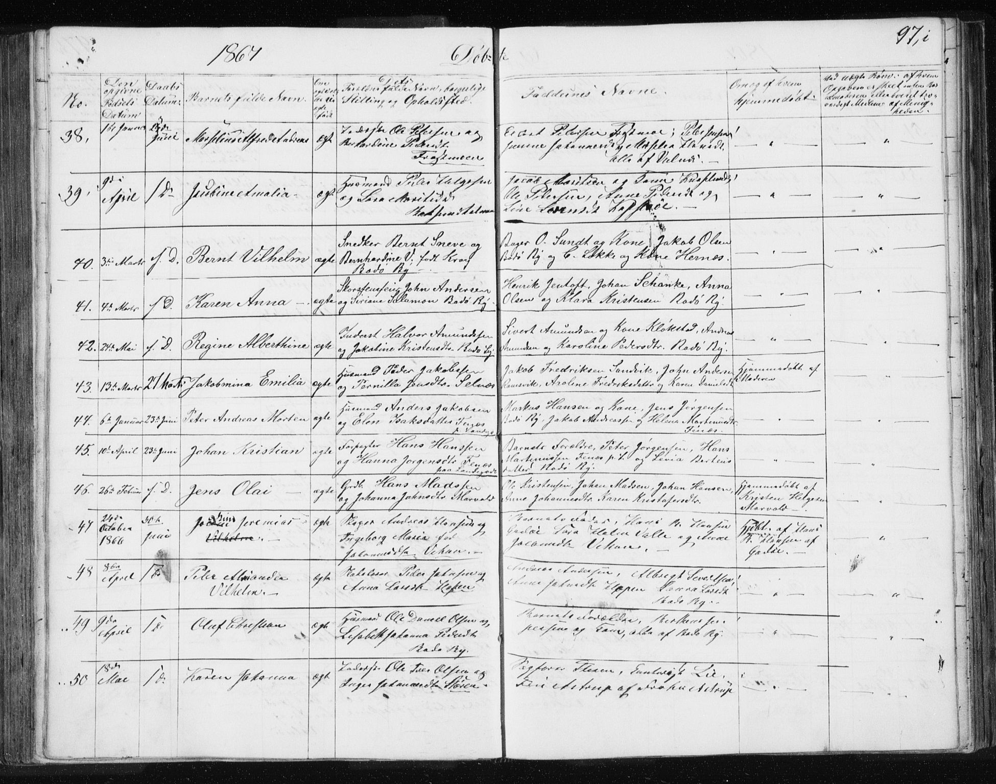 Ministerialprotokoller, klokkerbøker og fødselsregistre - Nordland, AV/SAT-A-1459/801/L0028: Parish register (copy) no. 801C03, 1855-1867, p. 97i