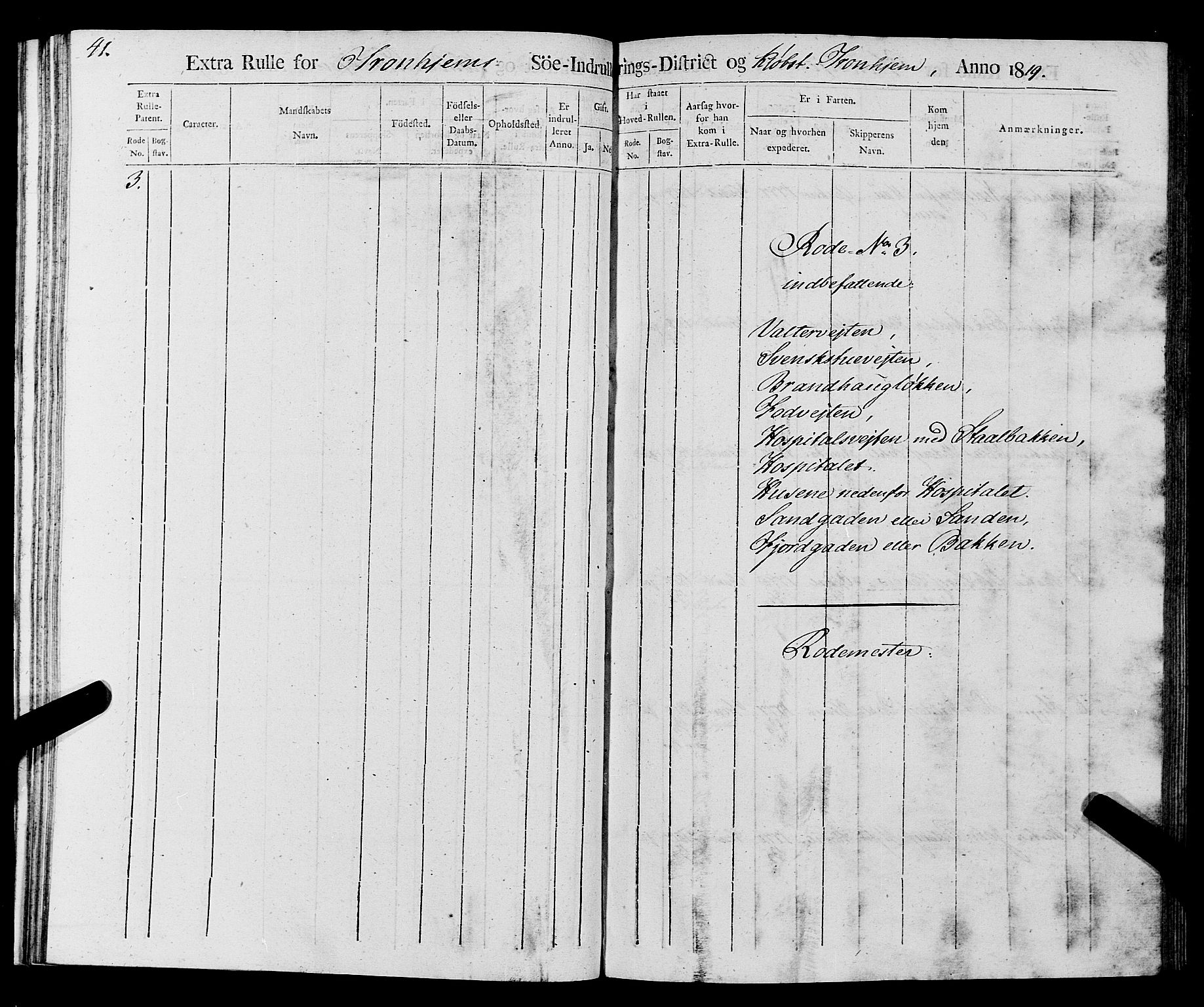 Sjøinnrulleringen - Trondhjemske distrikt, AV/SAT-A-5121/01/L0016/0001: -- / Rulle over Trondhjem distrikt, 1819, p. 41