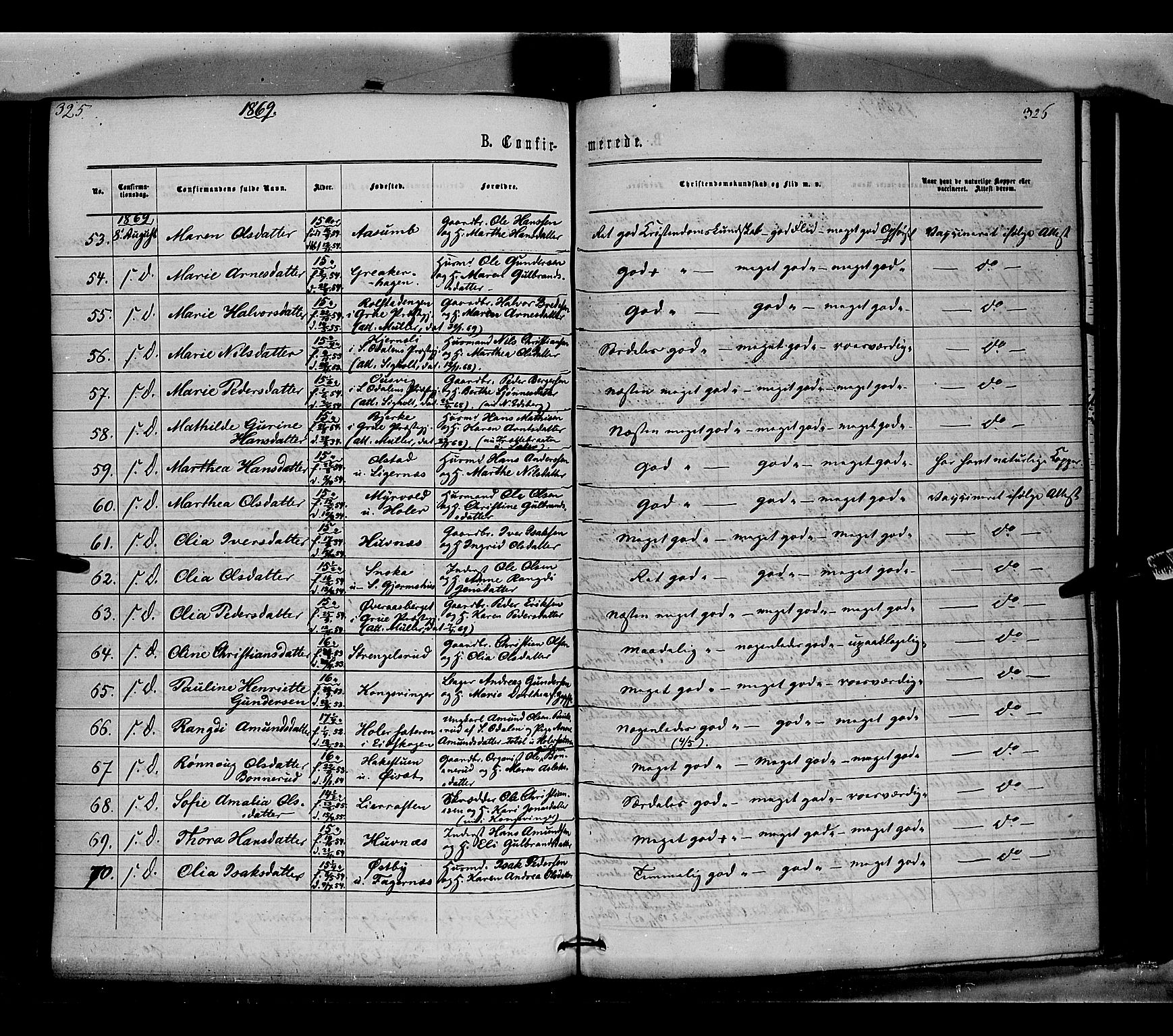 Vinger prestekontor, AV/SAH-PREST-024/H/Ha/Haa/L0011: Parish register (official) no. 11, 1862-1870, p. 326