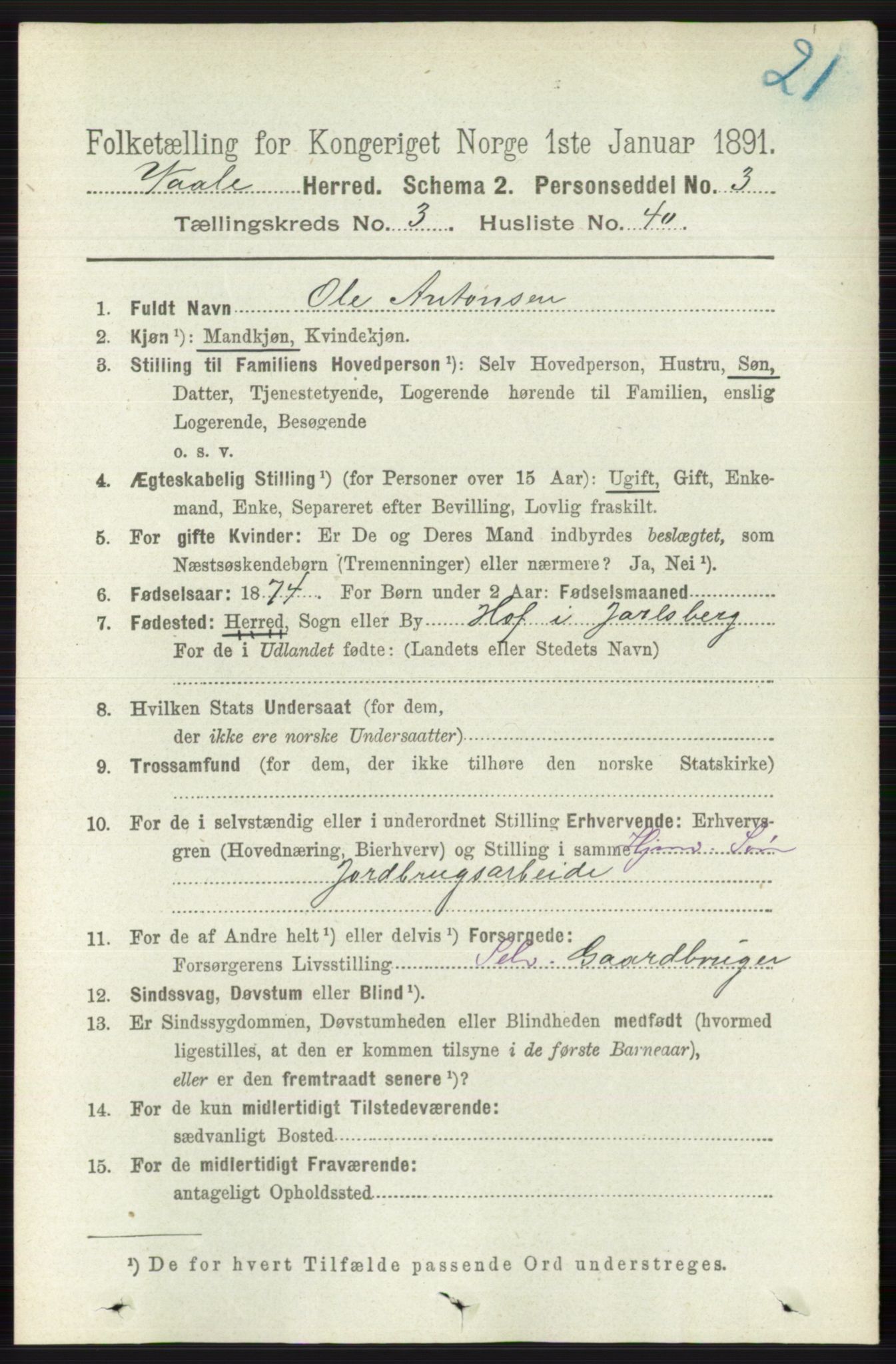 RA, 1891 census for 0716 Våle, 1891, p. 792