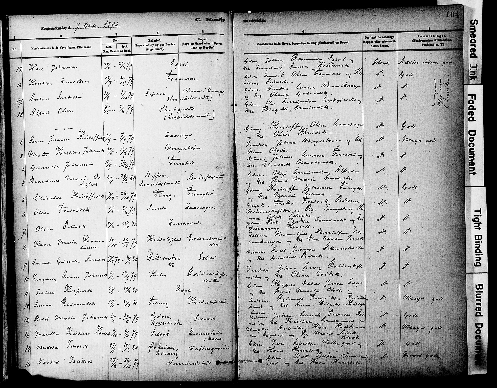 Ministerialprotokoller, klokkerbøker og fødselsregistre - Sør-Trøndelag, SAT/A-1456/646/L0615: Parish register (official) no. 646A13, 1885-1900, p. 104