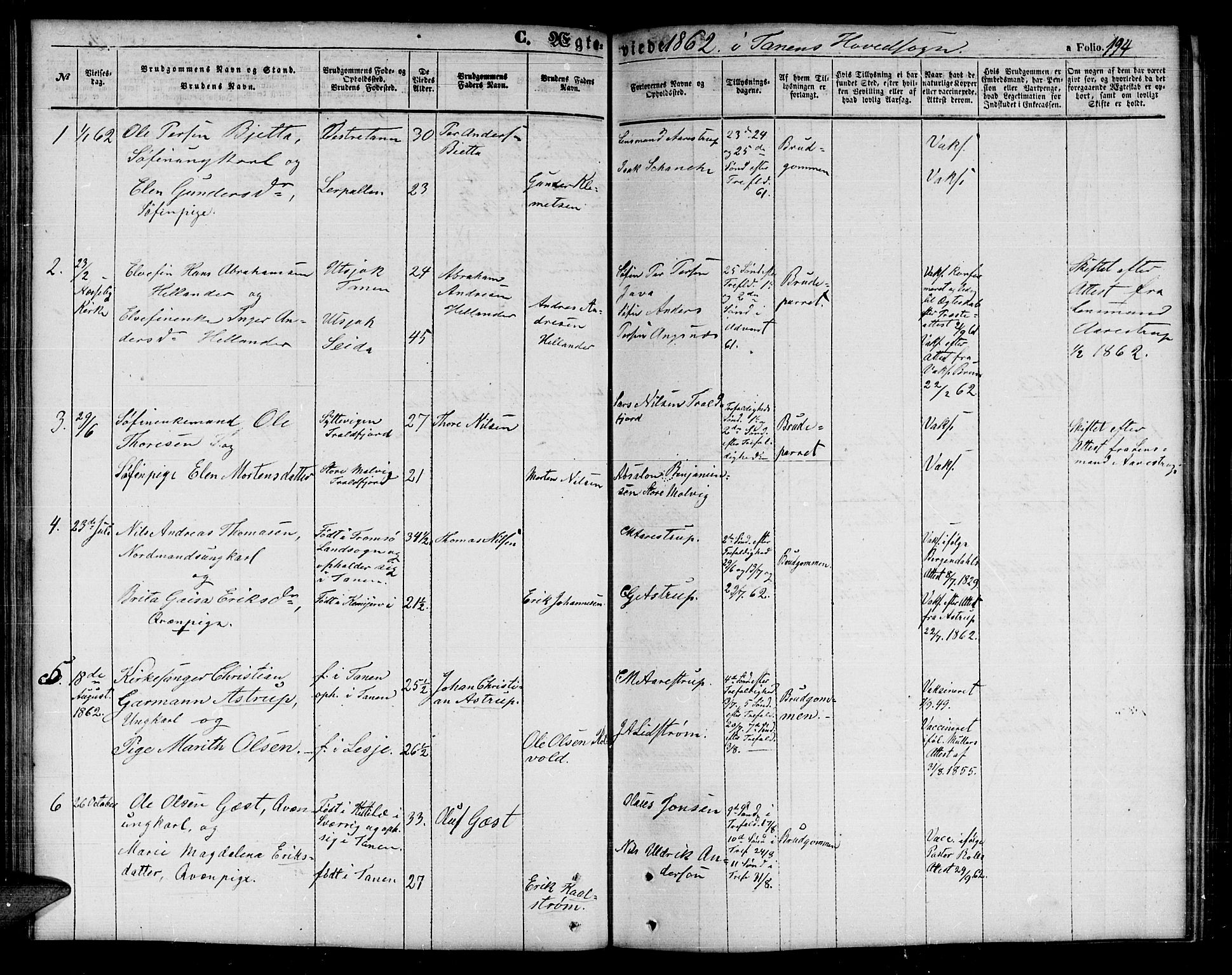 Tana sokneprestkontor, SATØ/S-1334/H/Hb/L0001klokker: Parish register (copy) no. 1 /1, 1853-1867, p. 194