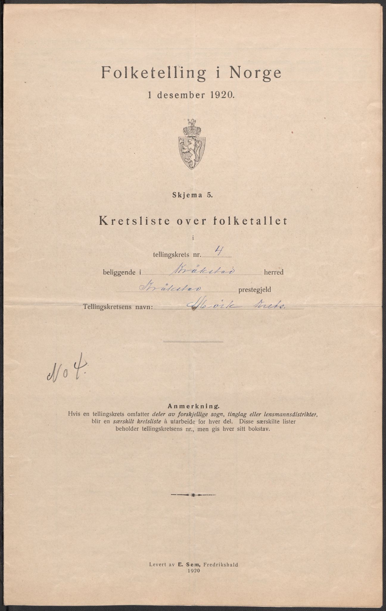 SAO, 1920 census for Kråkstad, 1920, p. 17