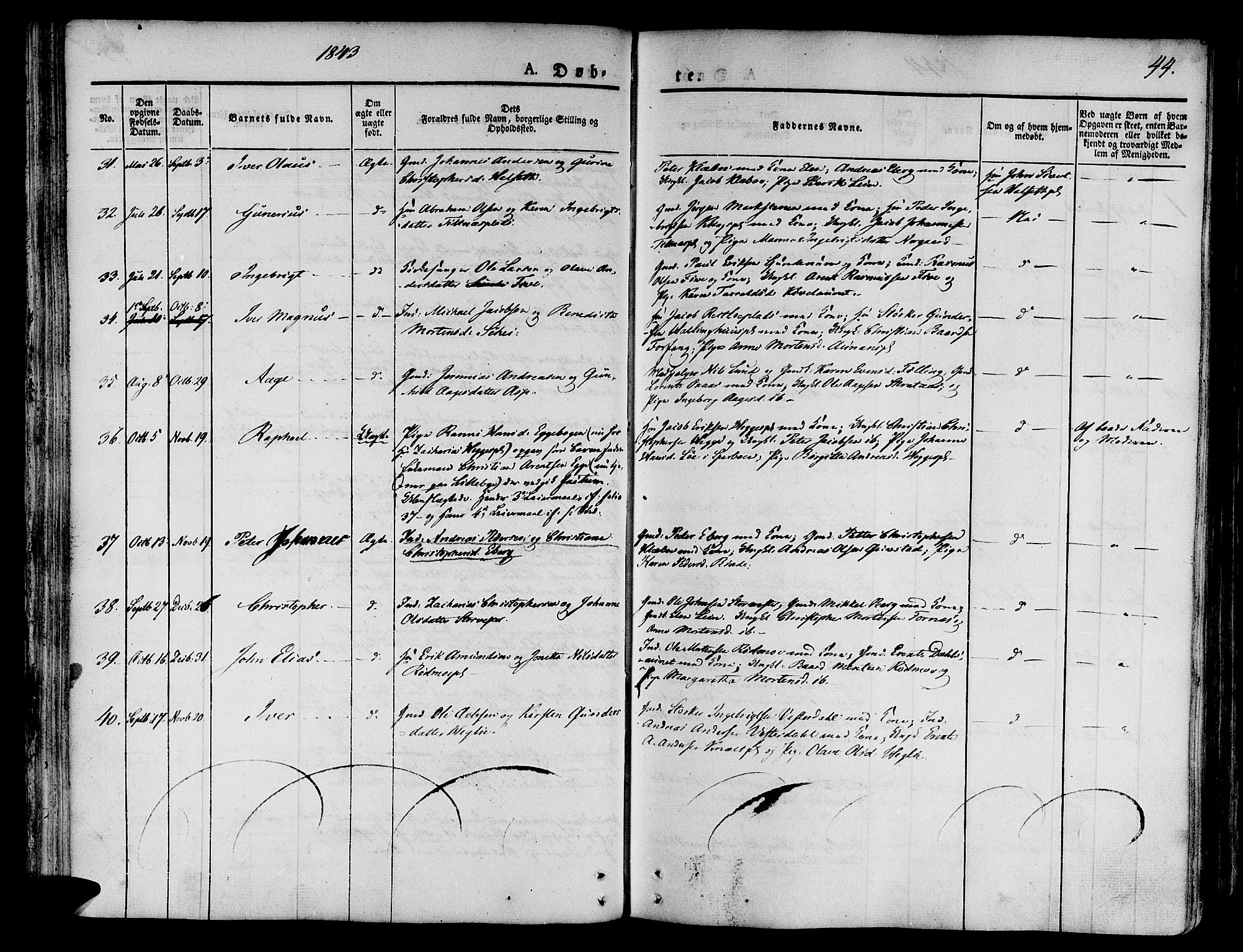 Ministerialprotokoller, klokkerbøker og fødselsregistre - Nord-Trøndelag, AV/SAT-A-1458/746/L0445: Parish register (official) no. 746A04, 1826-1846, p. 44