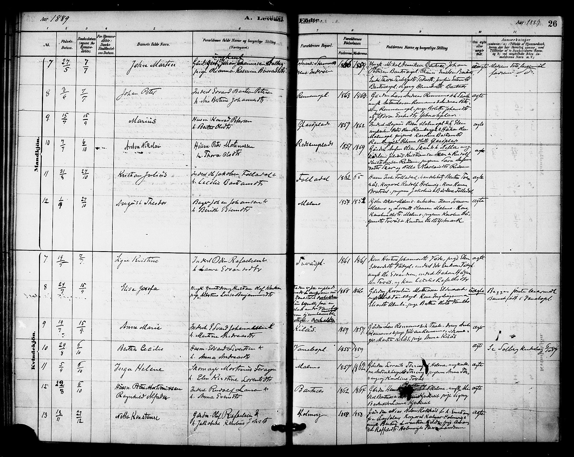 Ministerialprotokoller, klokkerbøker og fødselsregistre - Nord-Trøndelag, SAT/A-1458/745/L0429: Parish register (official) no. 745A01, 1878-1894, p. 26