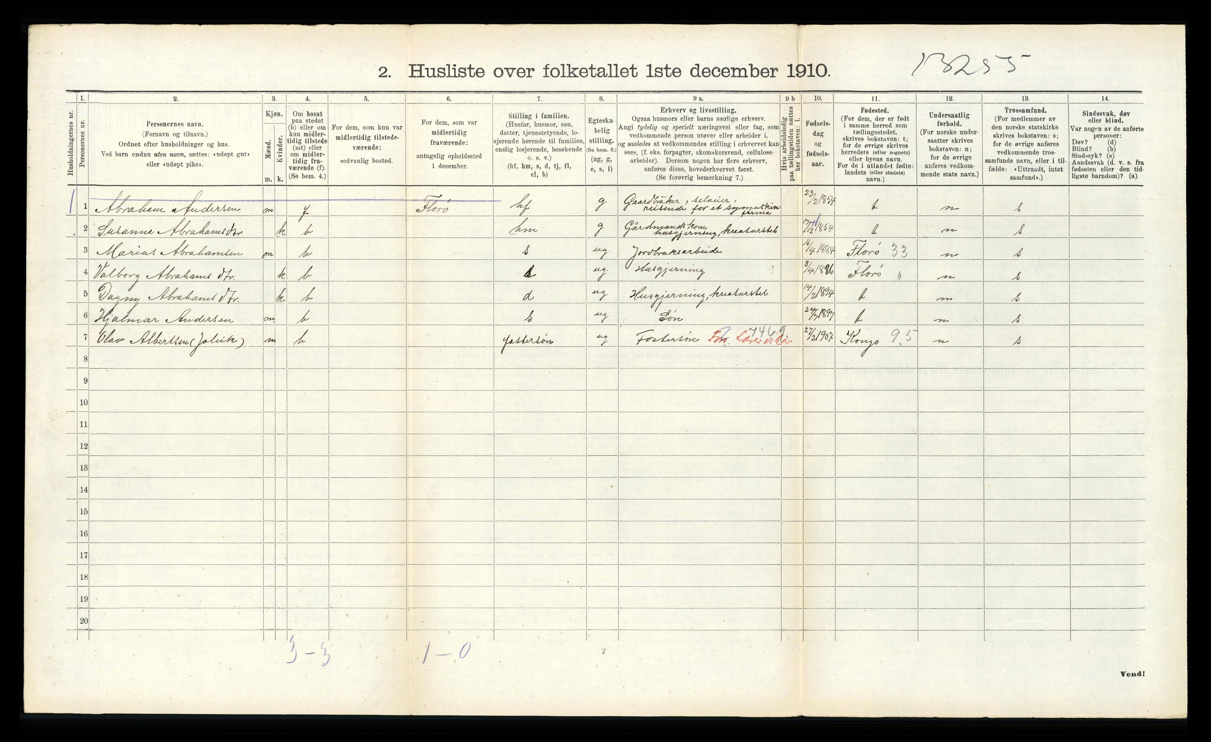 RA, 1910 census for Kinn, 1910, p. 1665