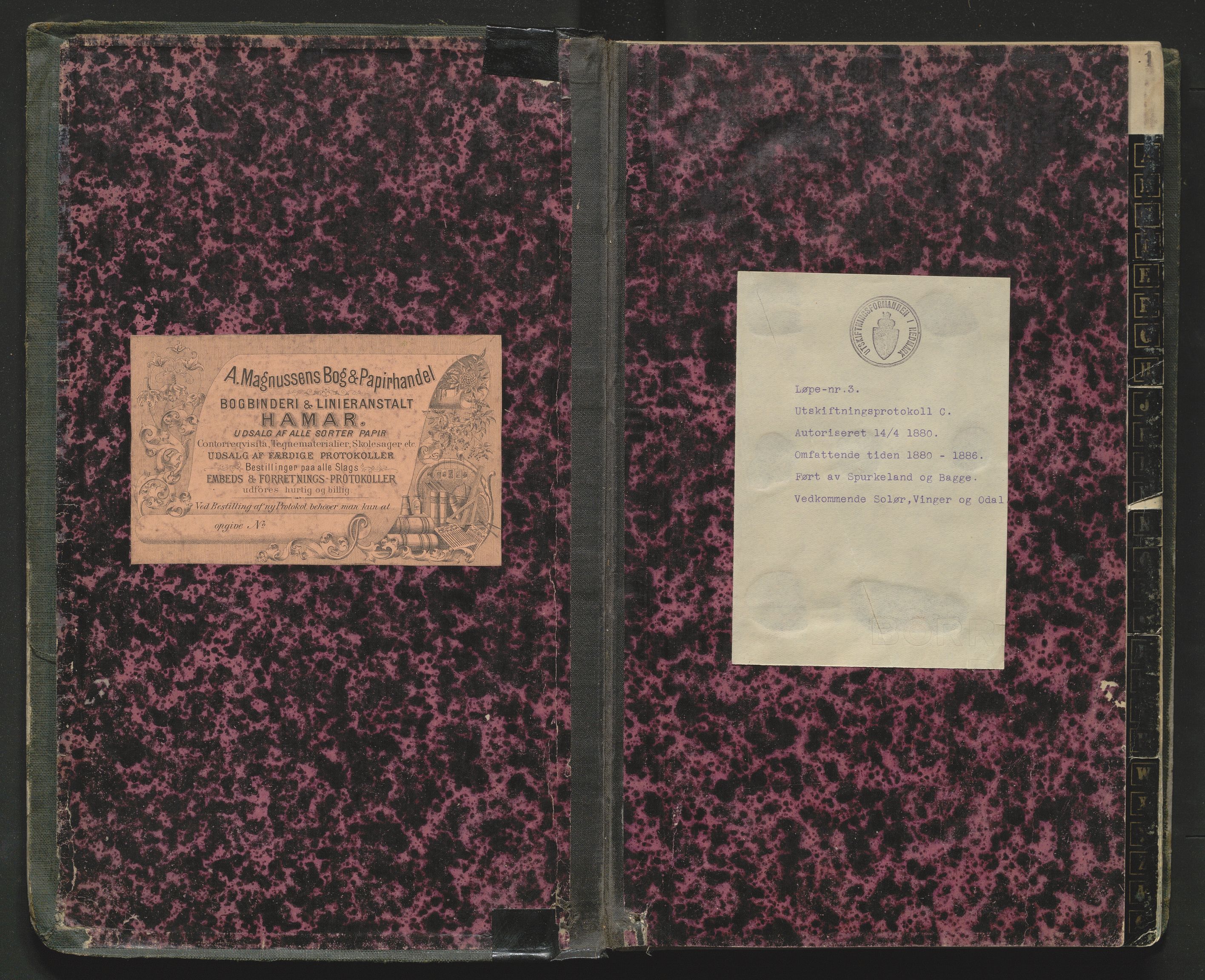 Utskiftningsformannen i Hedmark fylke, SAH/JORDSKIFTEH-001/H/Ha/L0006/0002: Forhandlingsprotokoller, nr. 11 og 12 / Forhandlingsprotokoll nr. 12, 1880-1886