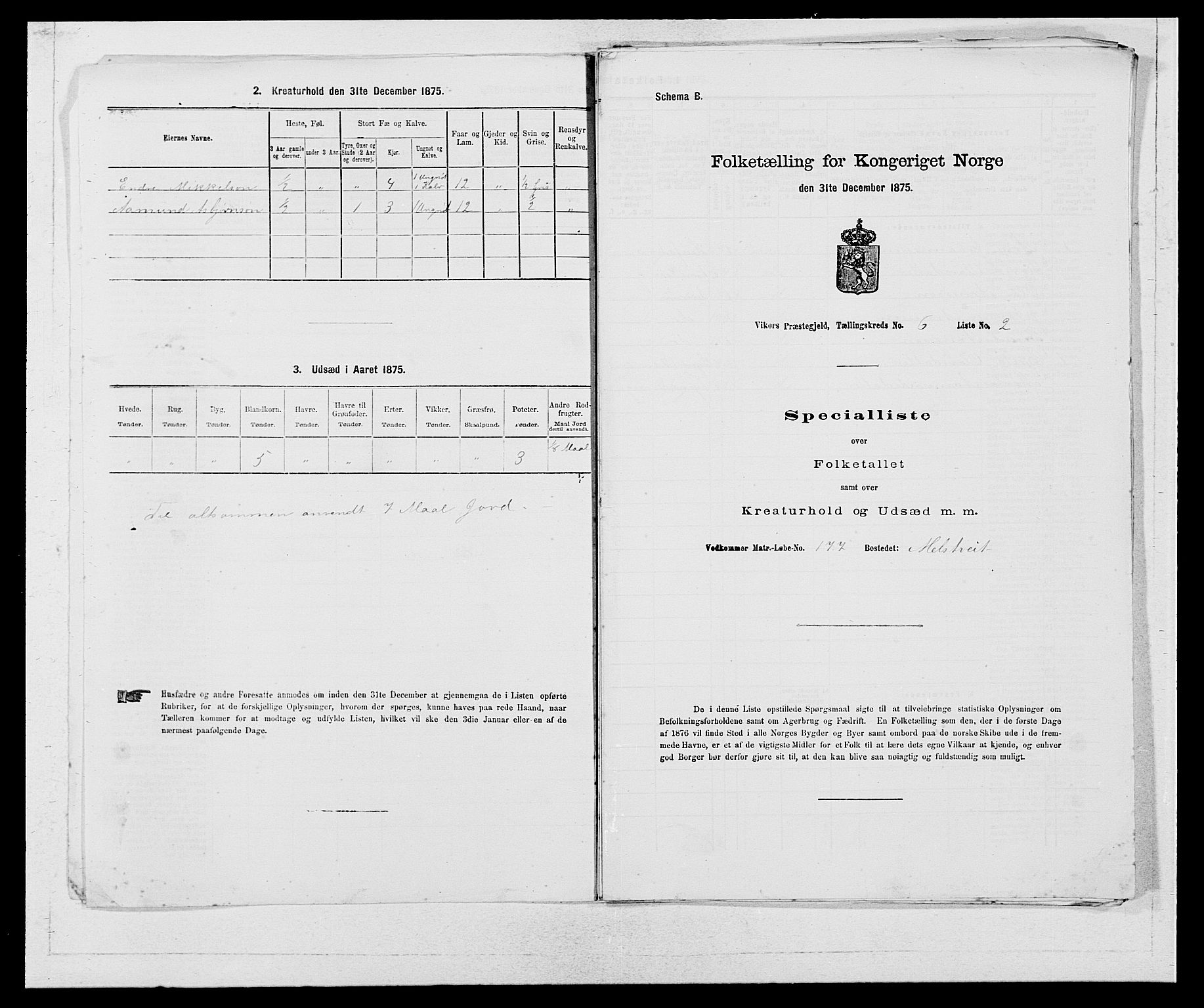 SAB, 1875 census for 1238P Vikør, 1875, p. 780