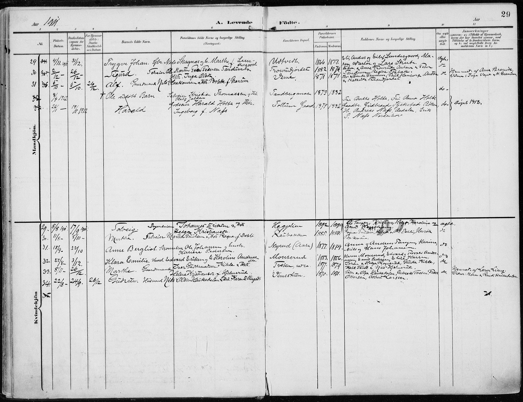 Norderhov kirkebøker, AV/SAKO-A-237/F/Fa/L0017: Parish register (official) no. 17, 1903-1919, p. 29