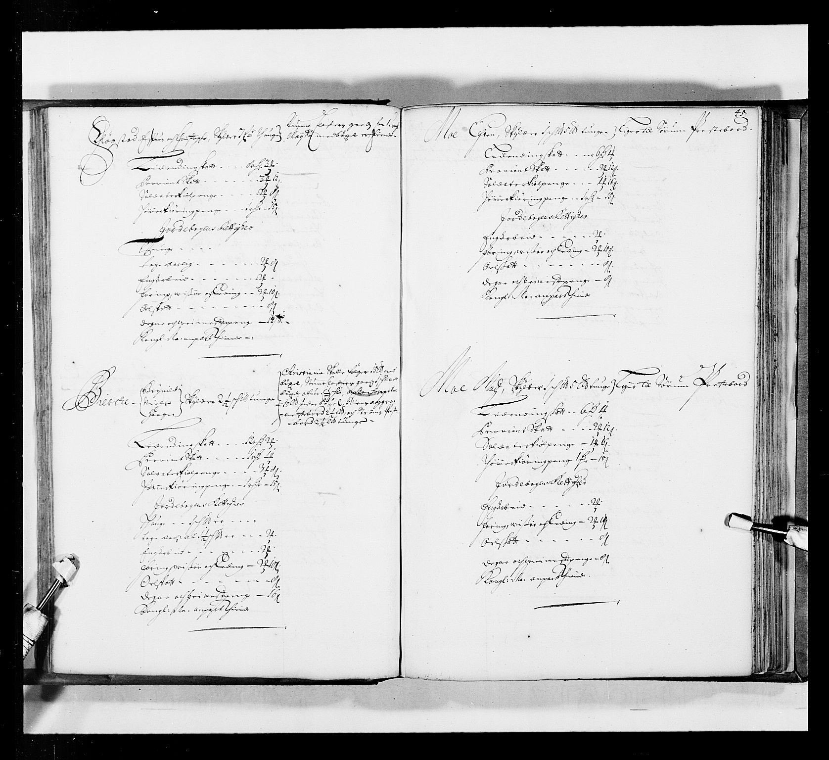 Stattholderembetet 1572-1771, AV/RA-EA-2870/Ek/L0035/0001: Jordebøker 1662-1720: / Matrikkel for Nedre Romerike, 1695, p. 44b-45a