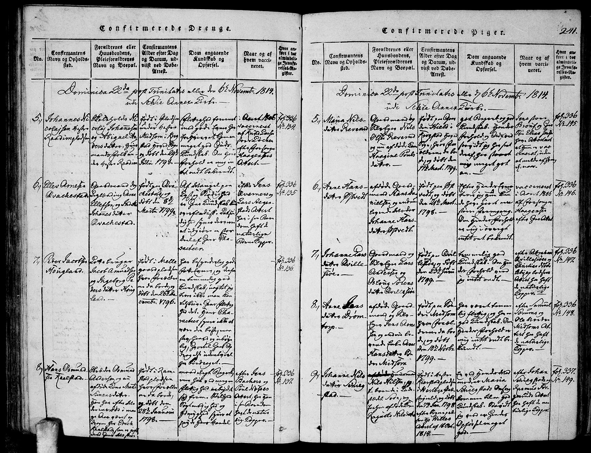 Kråkstad prestekontor Kirkebøker, AV/SAO-A-10125a/F/Fa/L0003: Parish register (official) no. I 3, 1813-1824, p. 241