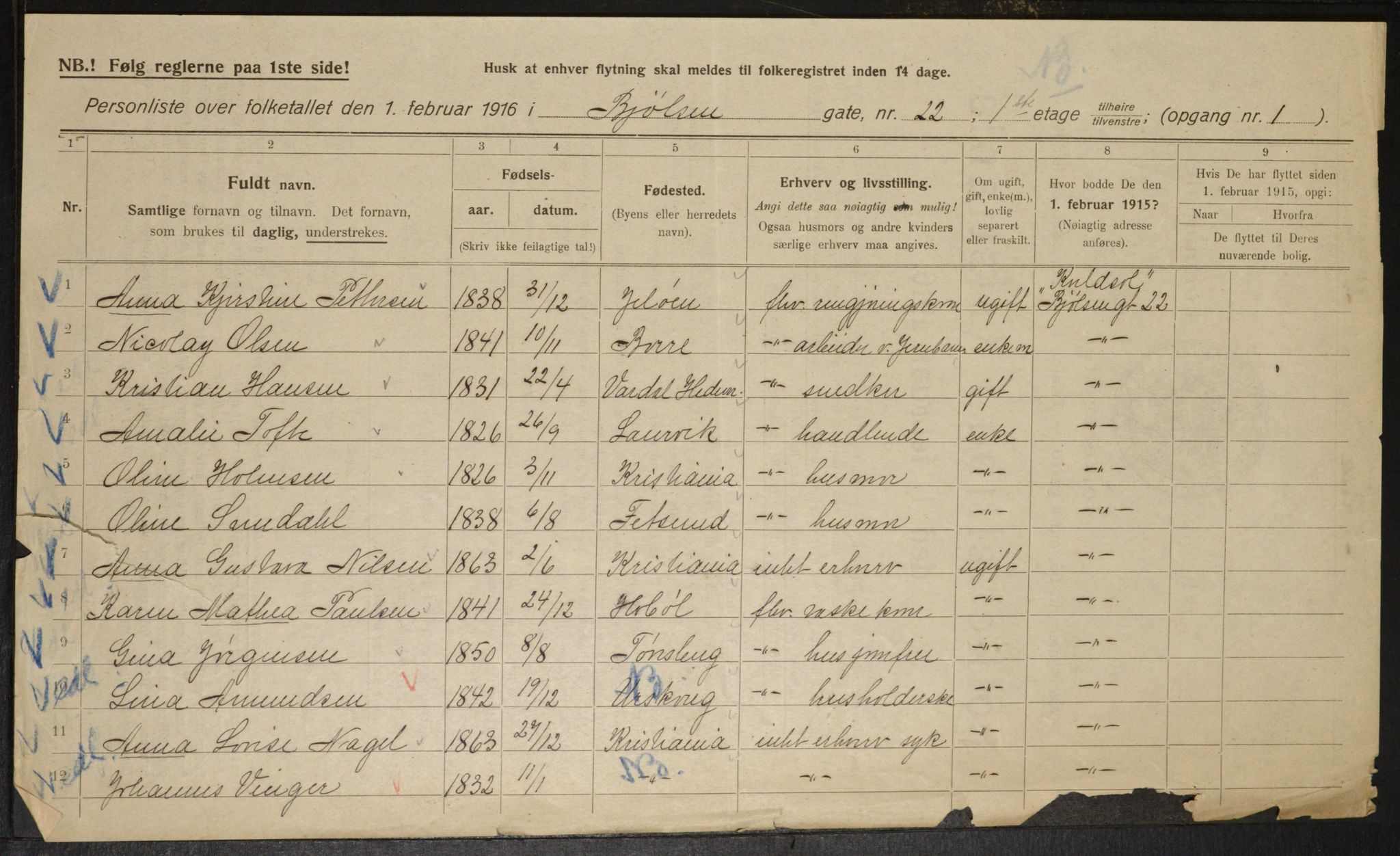 OBA, Municipal Census 1916 for Kristiania, 1916, p. 6661